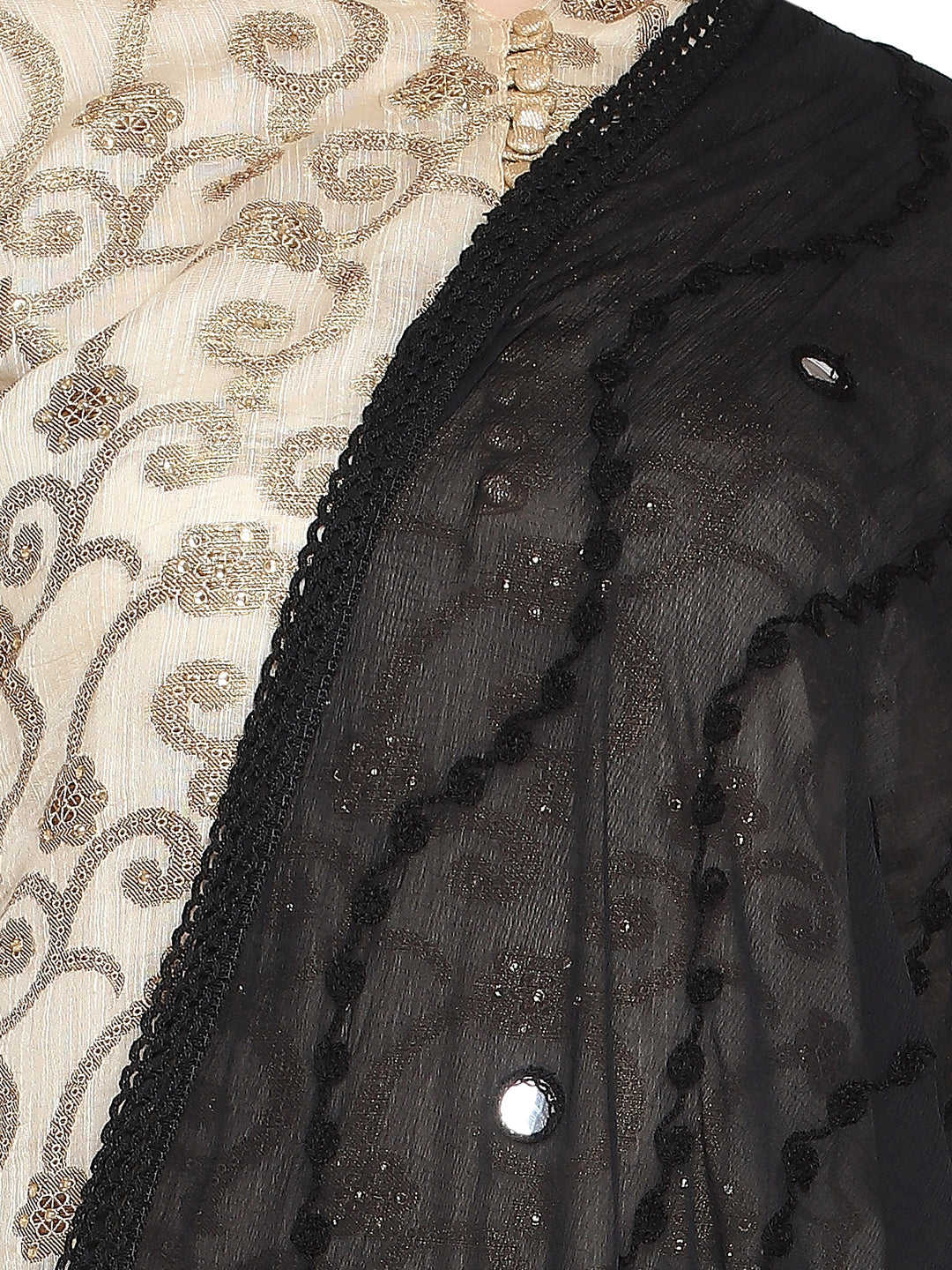 Black Chiffon Emroidered Dupatta - Dupatta Bazaar