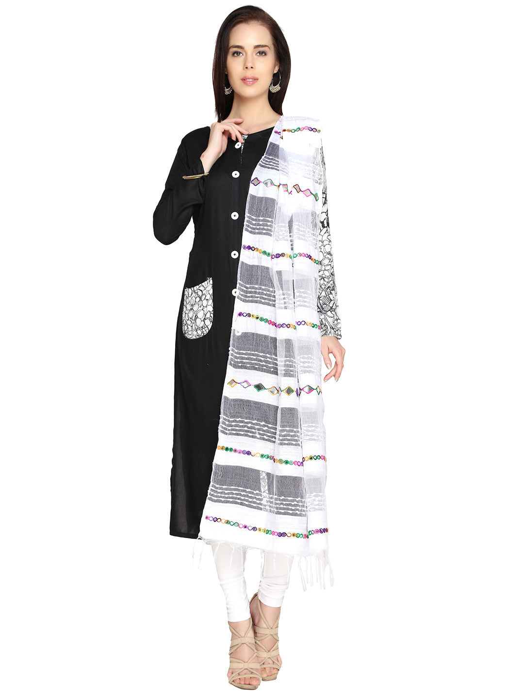 Organza Mirrorwork & Emroidered Dupatta - Dupatta Bazaar