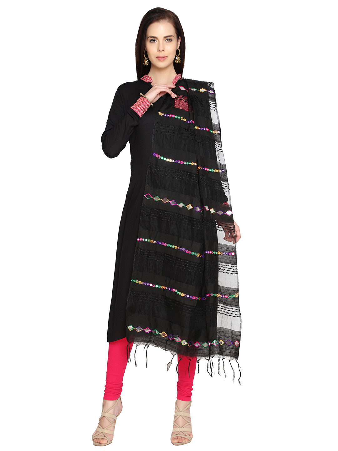 Organza Mirrorwork & Emroidered Dupatta - Dupatta Bazaar