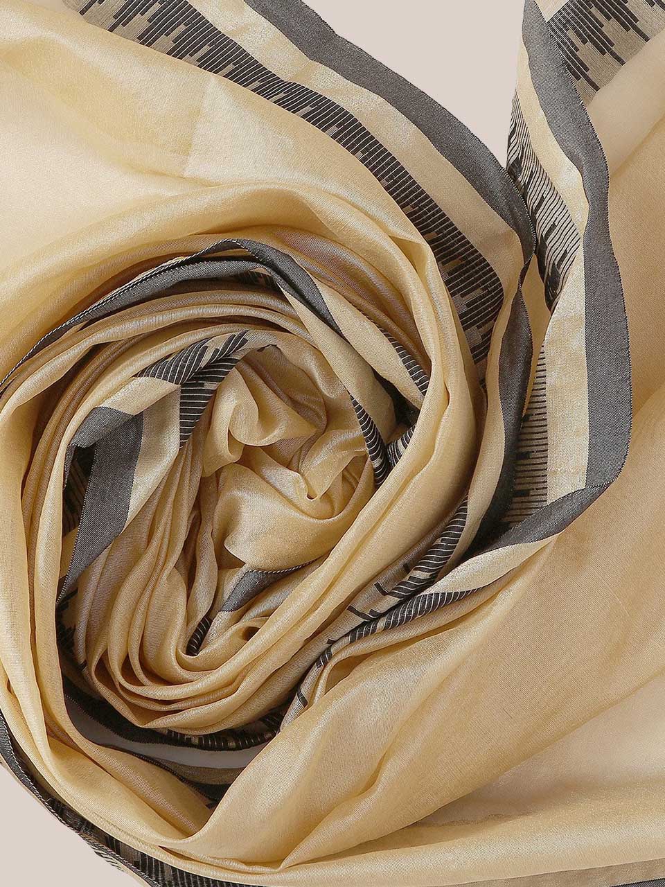 Cotton Gold & Black Silk Dupatta freeshipping - Dupatta Bazaar