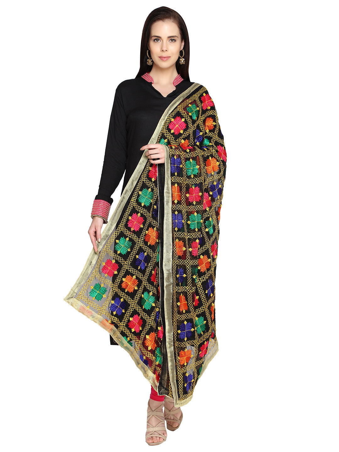 Punjabi Phulkari Embroidery Chiffon - Dupatta Bazaar