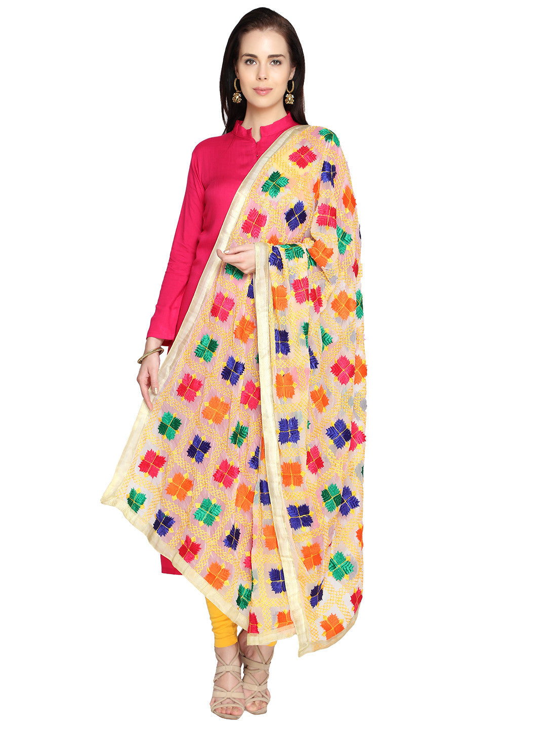 Punjabi Phulkari Embroidery Chiffon - Dupatta Bazaar