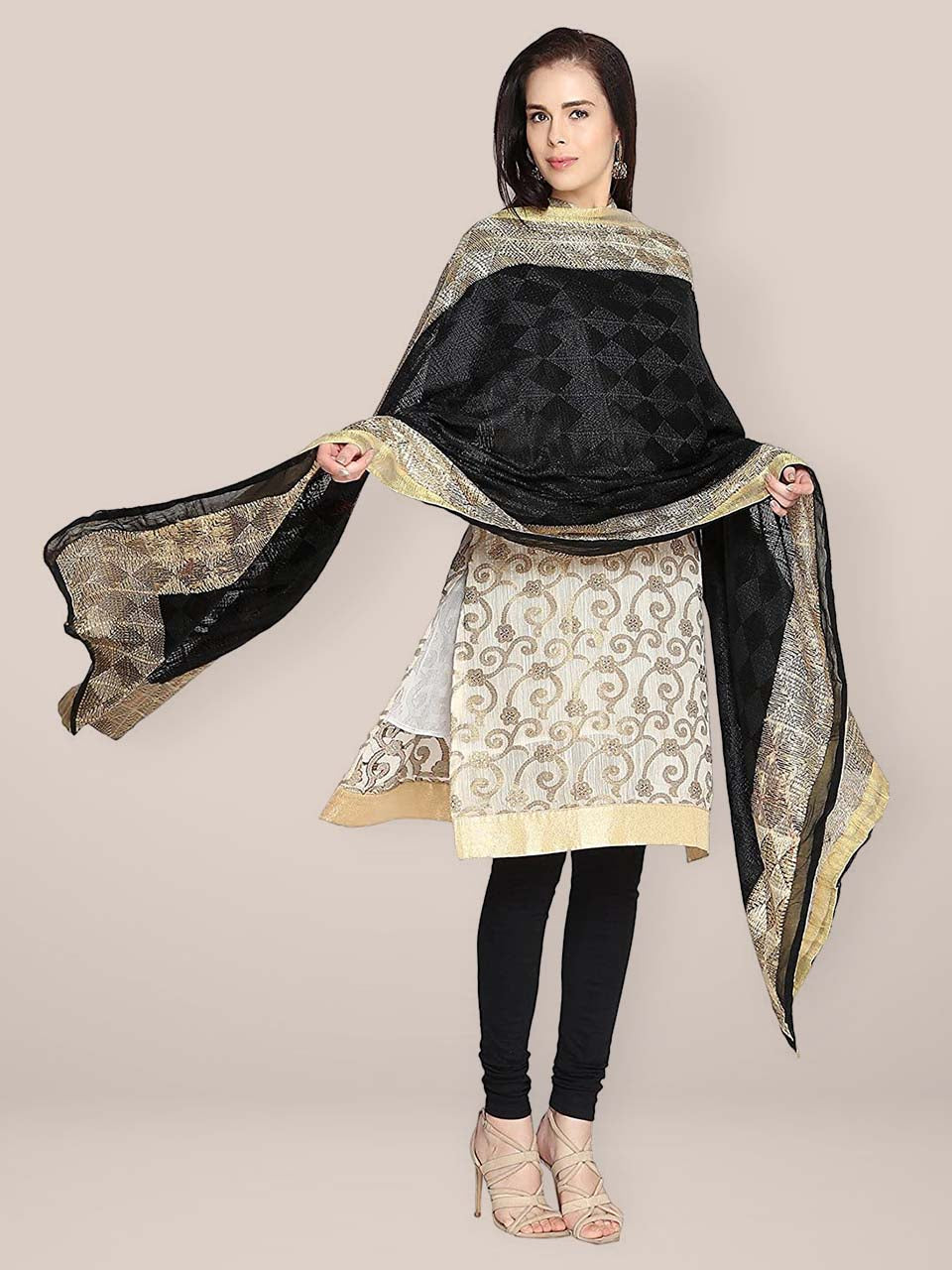 Black Chiffon Phulkari Dupatta freeshipping - Dupatta Bazaar
