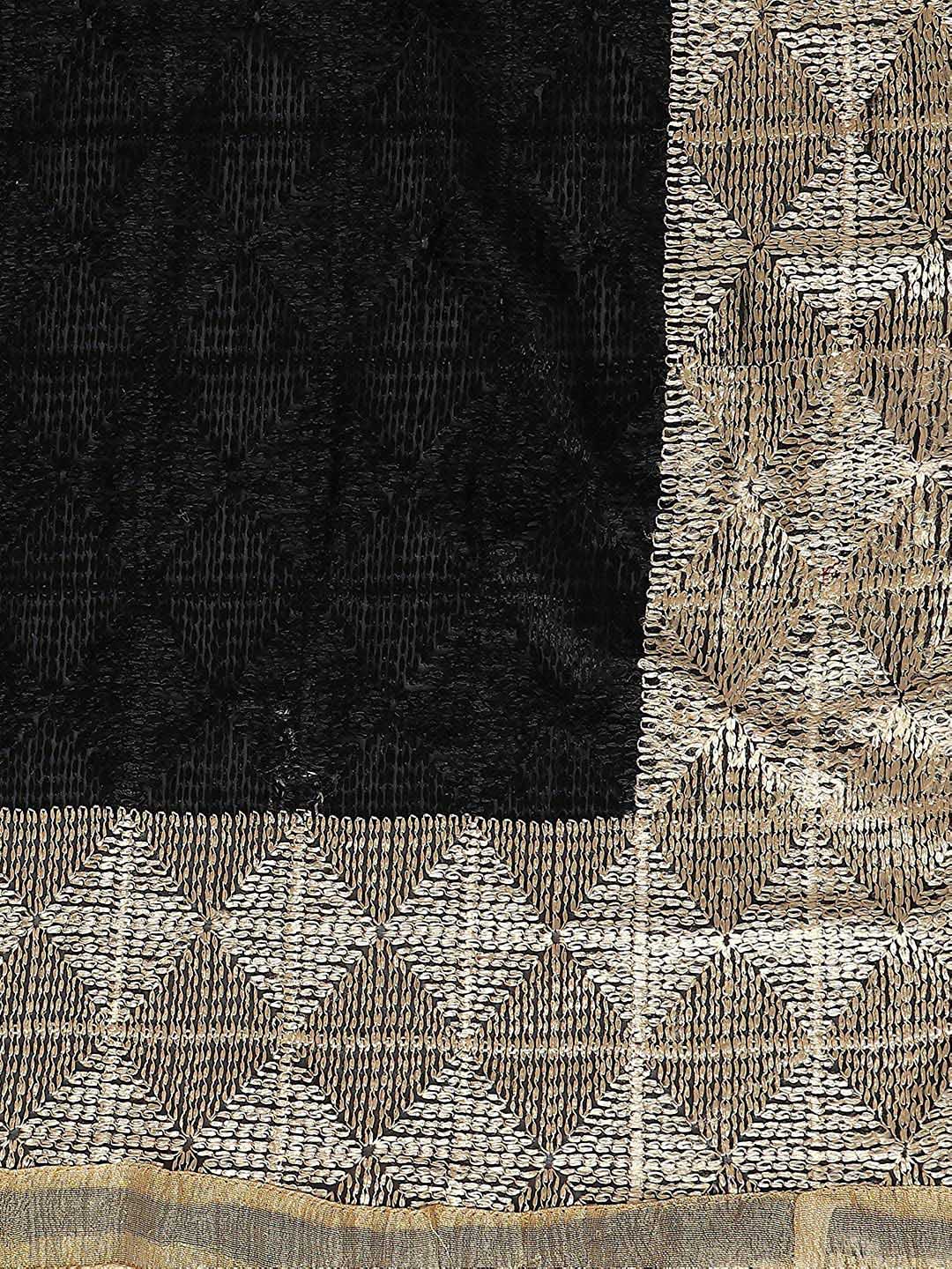 Black Chiffon Phulkari Dupatta freeshipping - Dupatta Bazaar