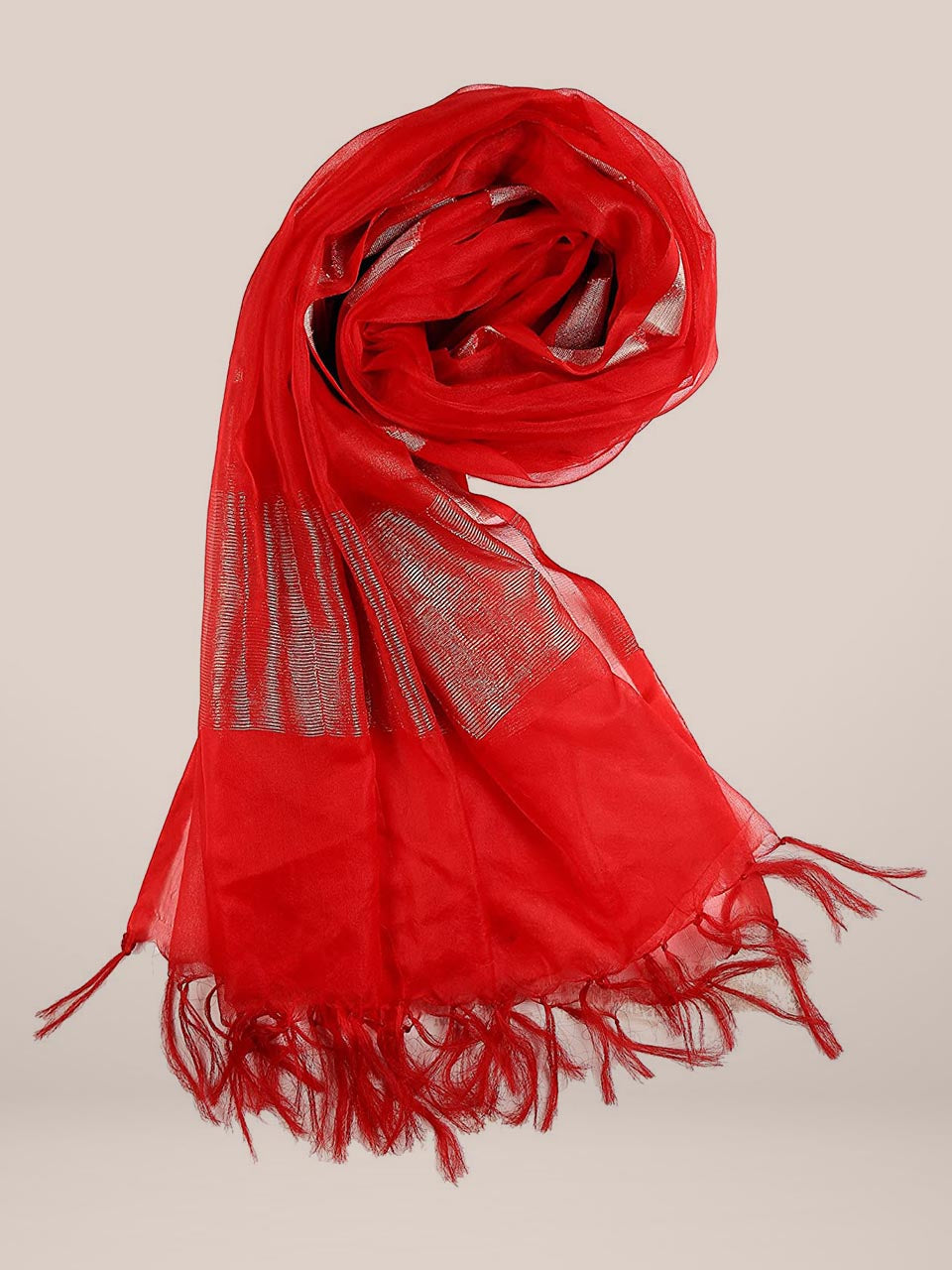 Red & Gold Organza Dupatta freeshipping - Dupatta Bazaar