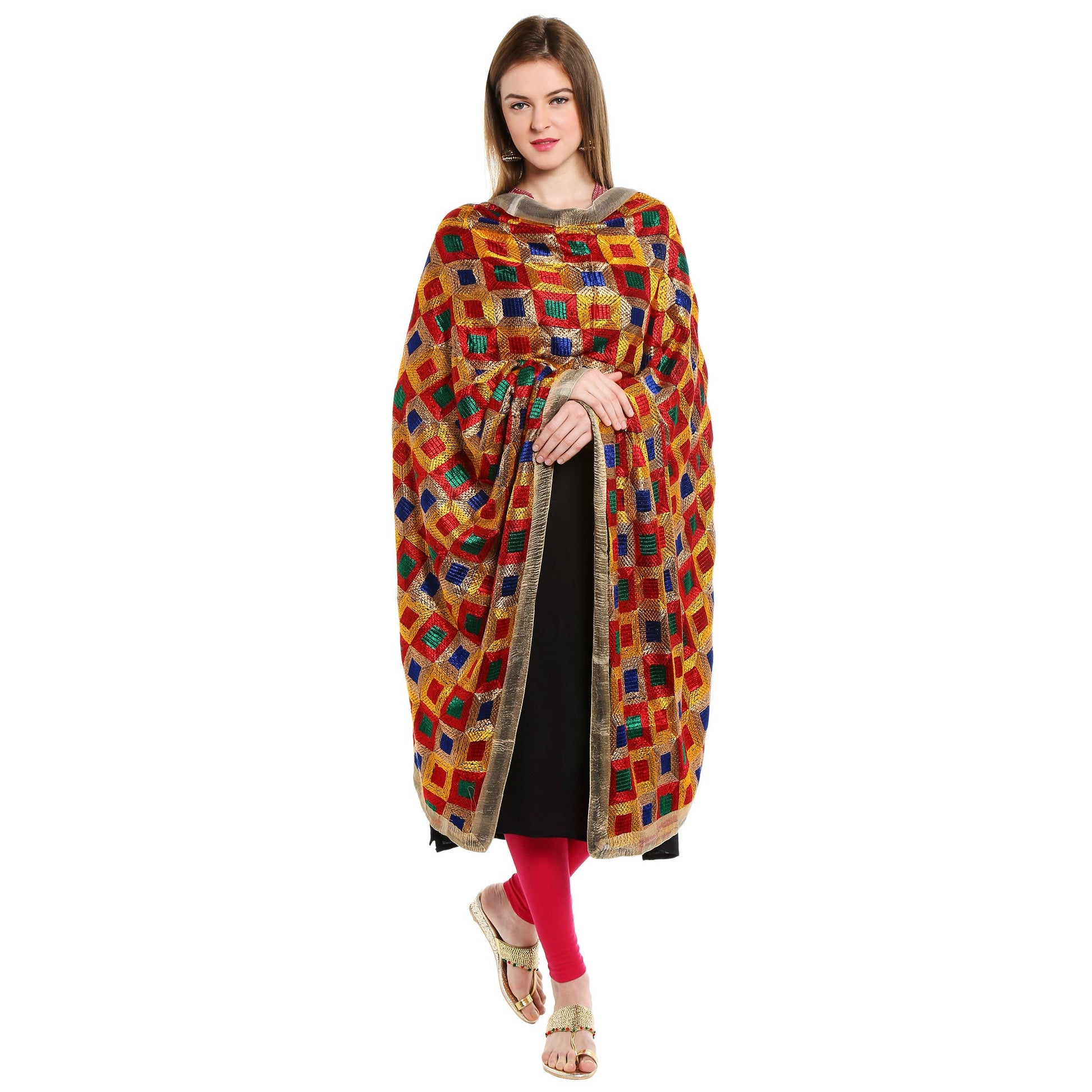 Multicoloured Stunning Phulkari Dupatta - Dupatta Bazaar