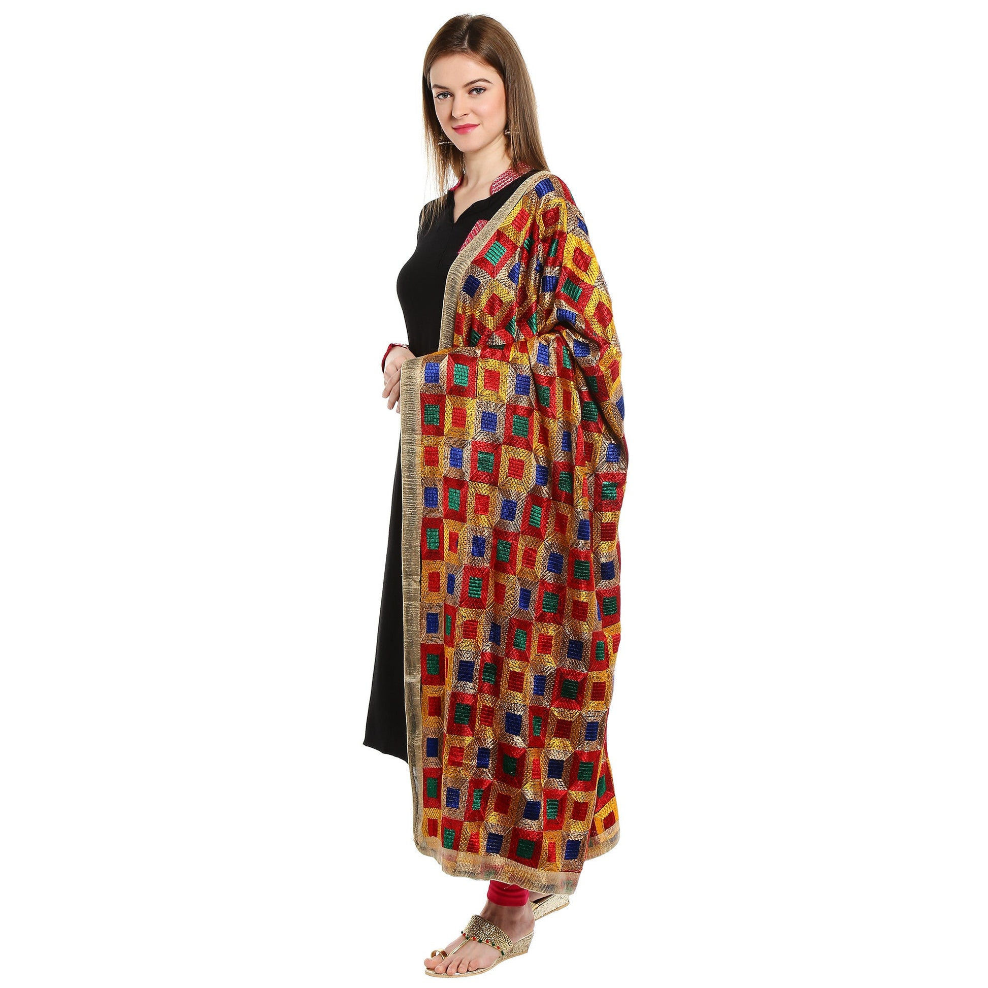 Multicoloured Stunning Phulkari Dupatta - Dupatta Bazaar