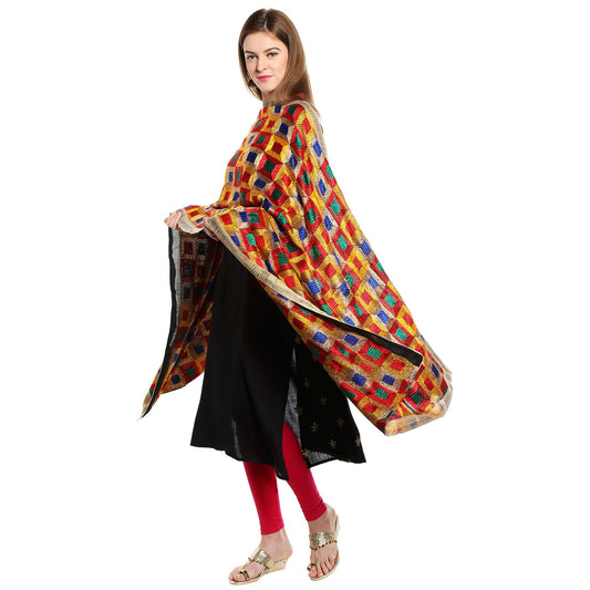 Multicoloured Stunning Phulkari Dupatta - Dupatta Bazaar