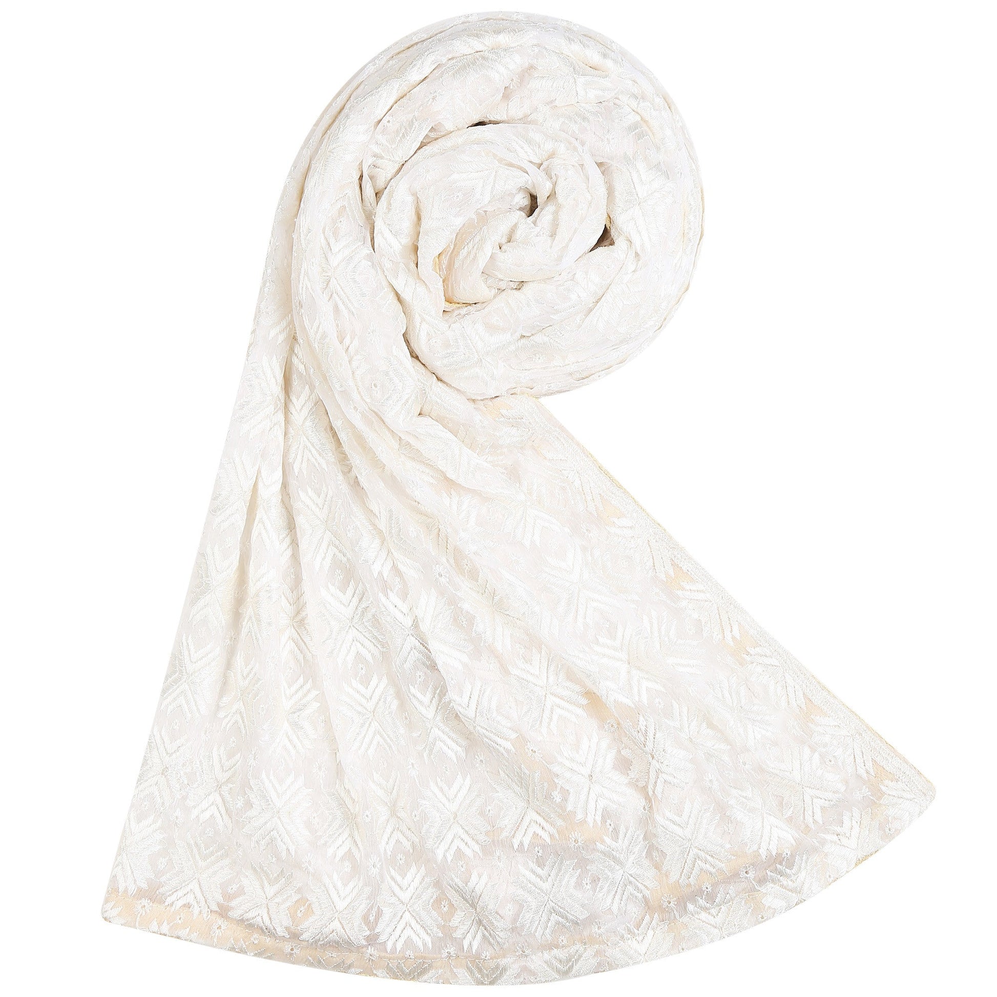 Elegant Off White Phulkari Dupatta - Dupatta Bazaar