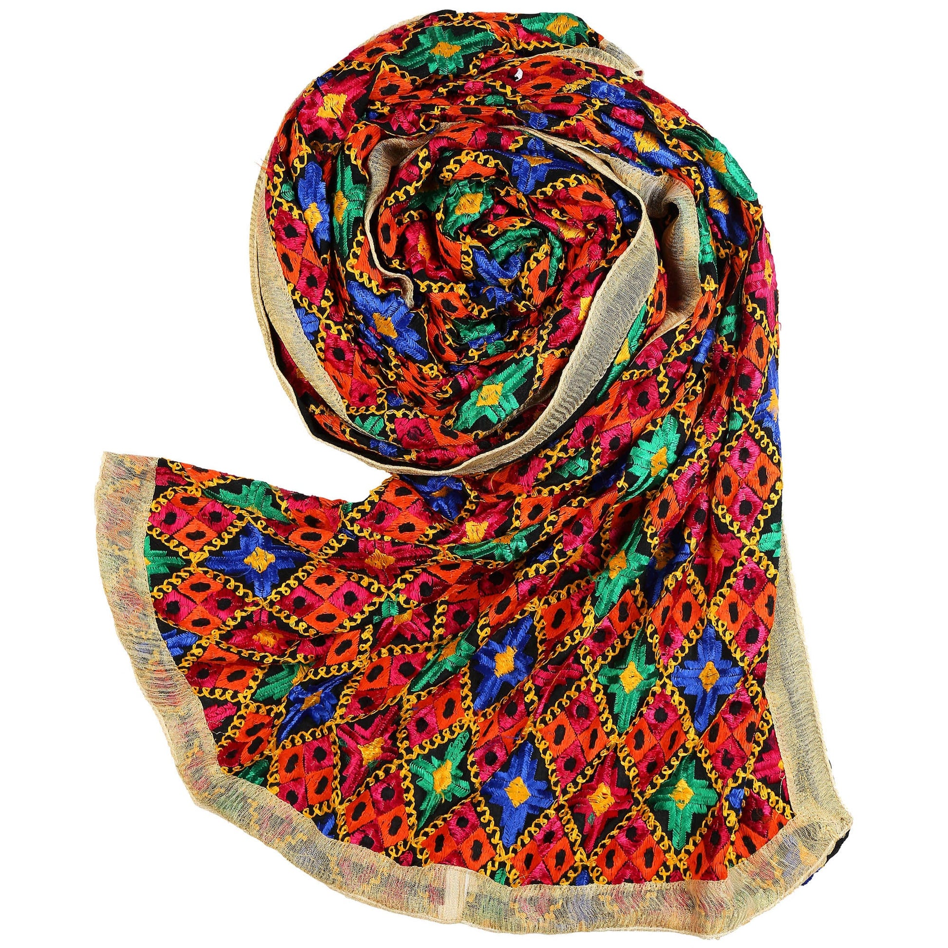 Multicoloured Stunning Phulkari Dupatta - Dupatta Bazaar