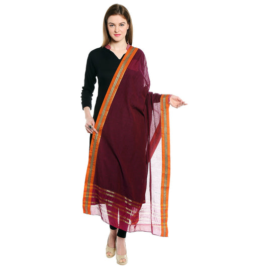 Dupatta Bazaar Woman's Pink Cotton Handloom Dupatta & Hijab - Dupatta Bazaar