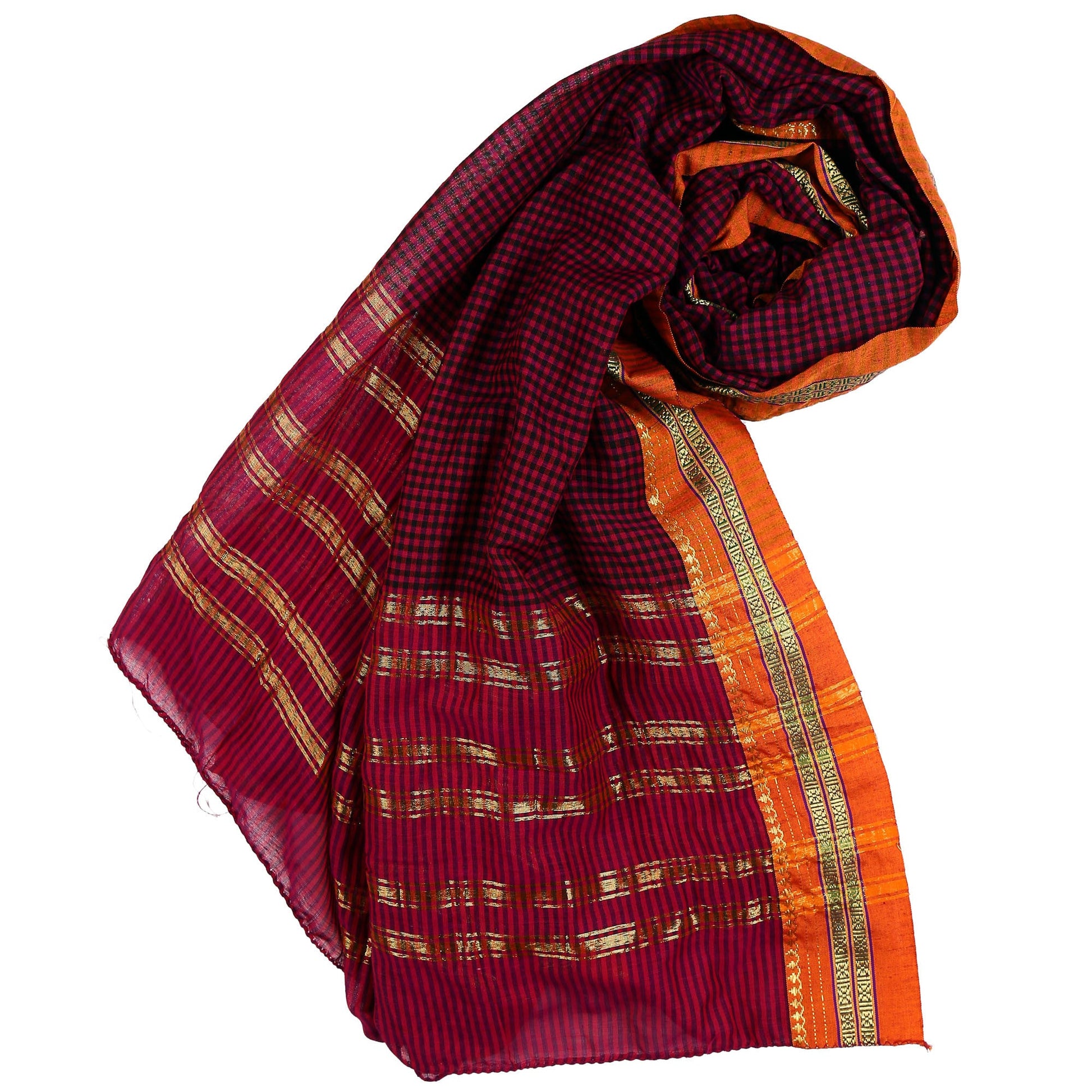 Dupatta Bazaar Woman's Pink Cotton Handloom Dupatta & Hijab - Dupatta Bazaar