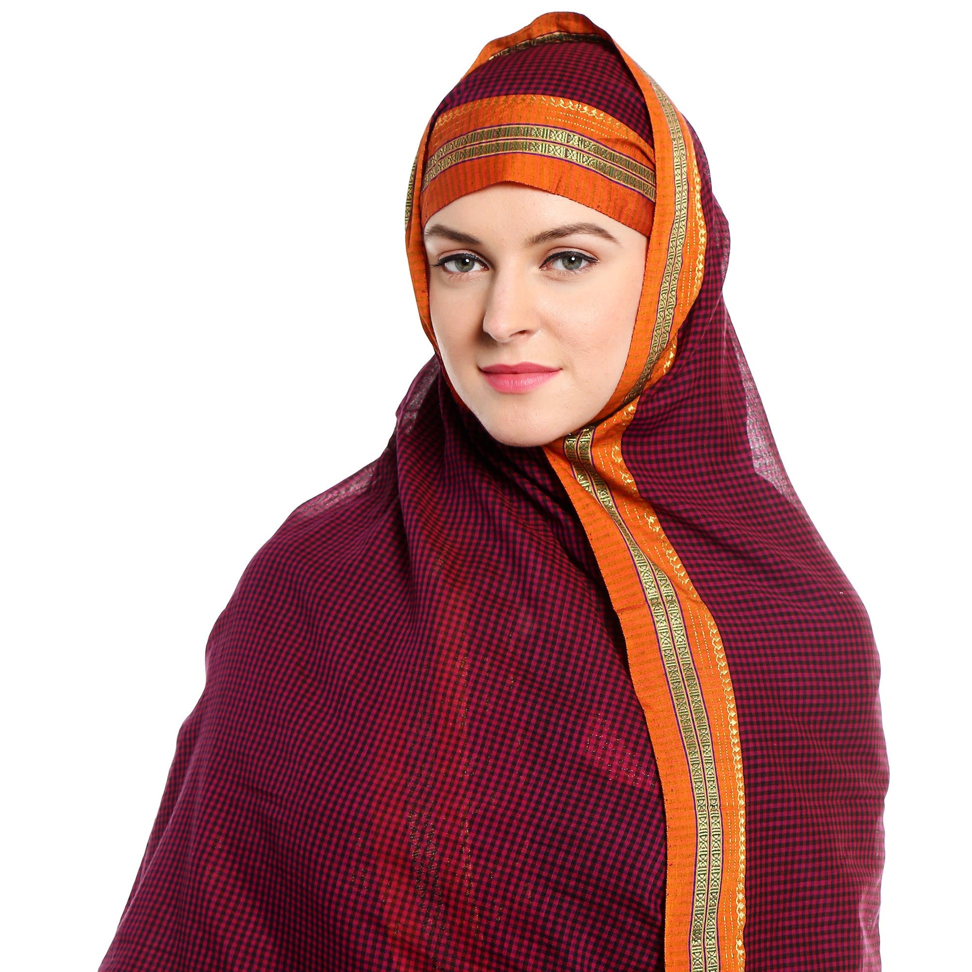 Dupatta Bazaar Woman's Pink Cotton Handloom Dupatta & Hijab - Dupatta Bazaar