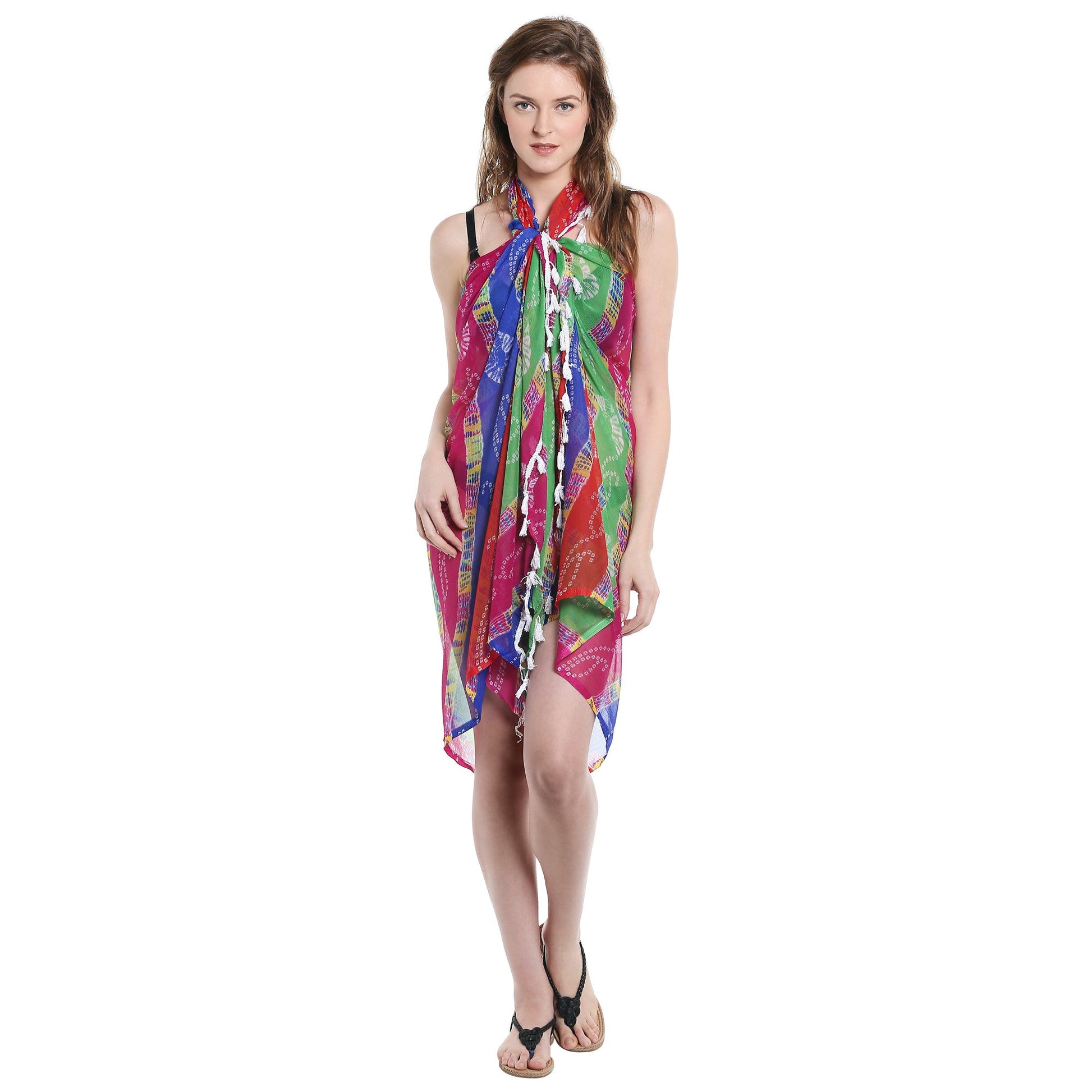 Dupatta Bazaar Women's Printed Chiffon Sarong & Beach Cover up - Dupatta Bazaar