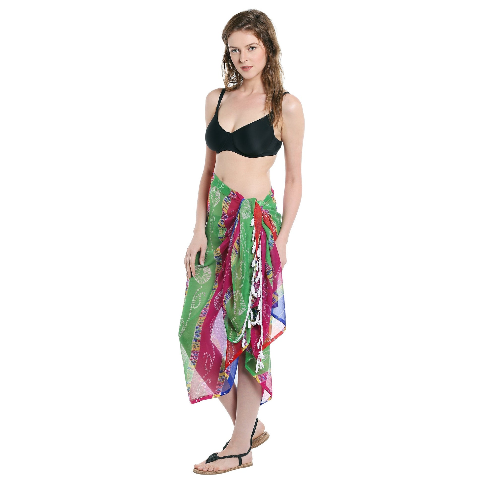 Dupatta Bazaar Women's Printed Chiffon Sarong & Beach Cover up - Dupatta Bazaar
