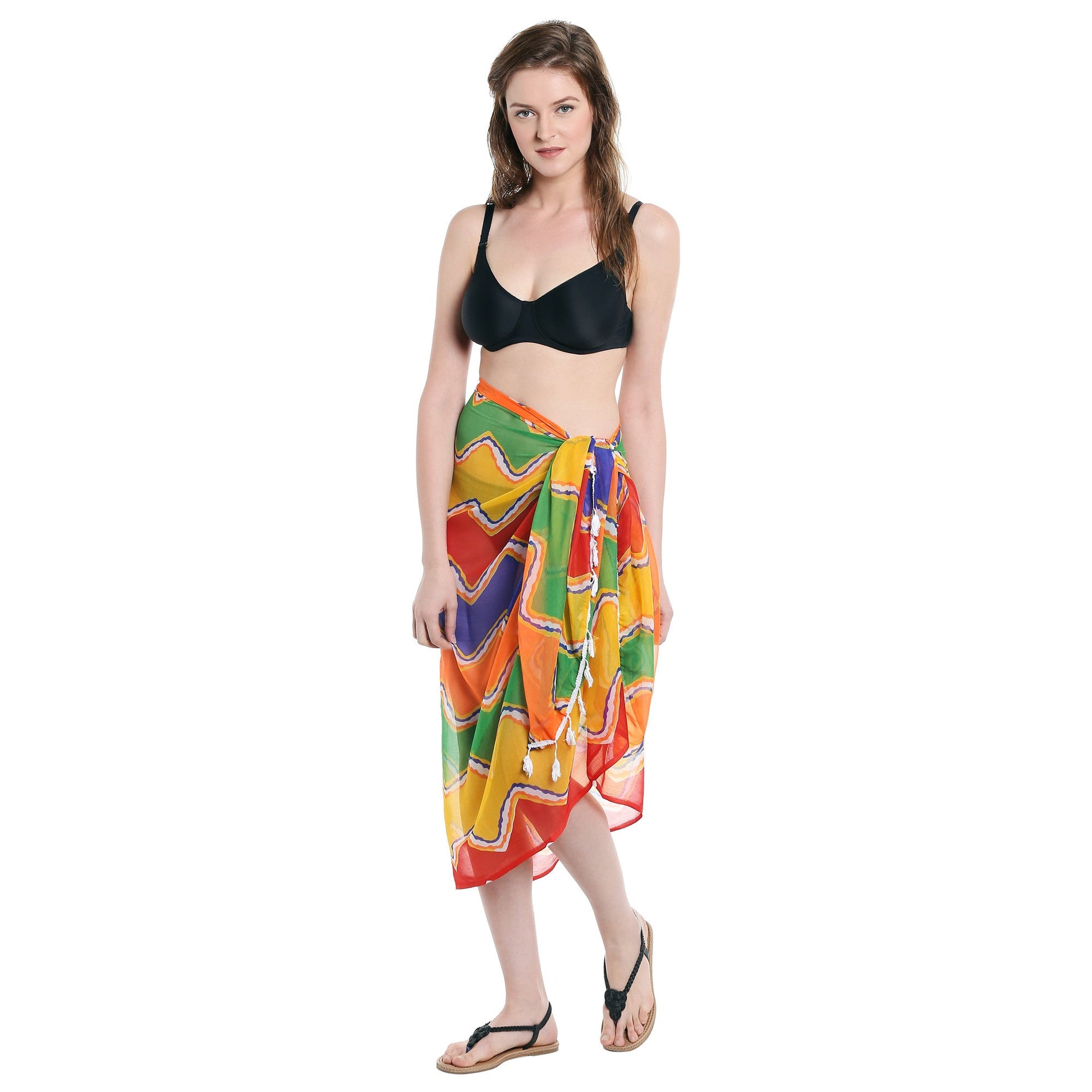 Dupatta Bazaar Women's Printed Chiffon Sarong & Beach Cover up - Dupatta Bazaar