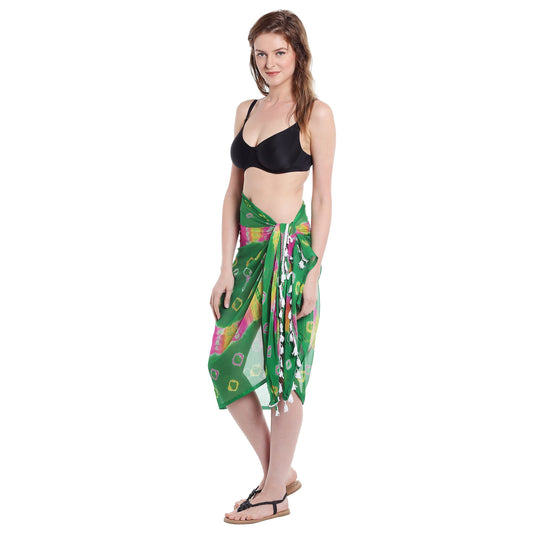 Dupatta Bazaar Women's Printed Chiffon Sarong & Beach Cover up - Dupatta Bazaar