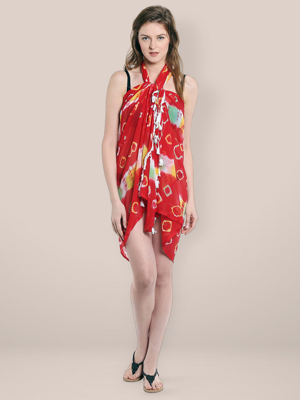 Red Printed Chiffon Dupatta freeshipping - Dupatta Bazaar