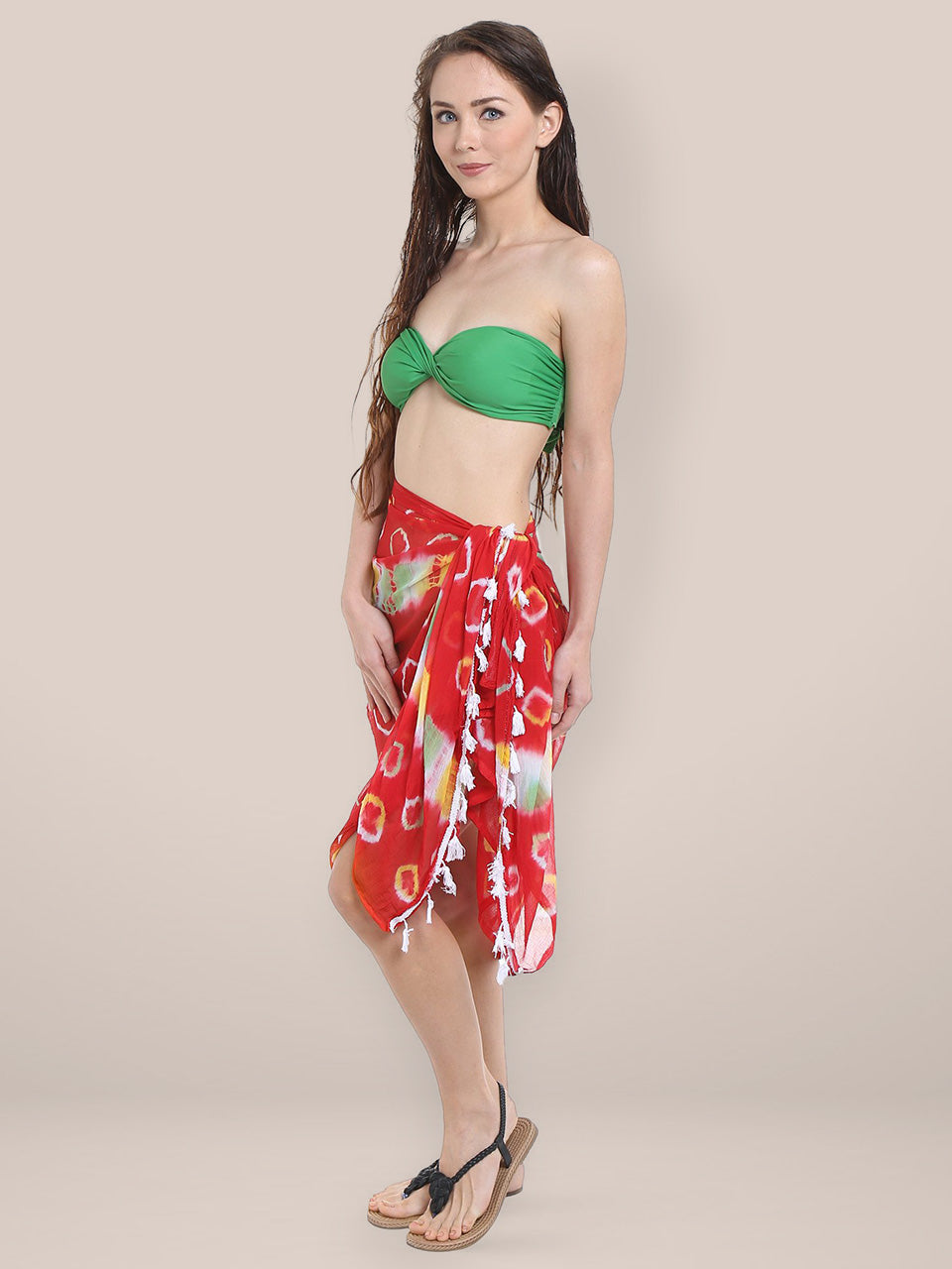Red Printed Chiffon Dupatta freeshipping - Dupatta Bazaar
