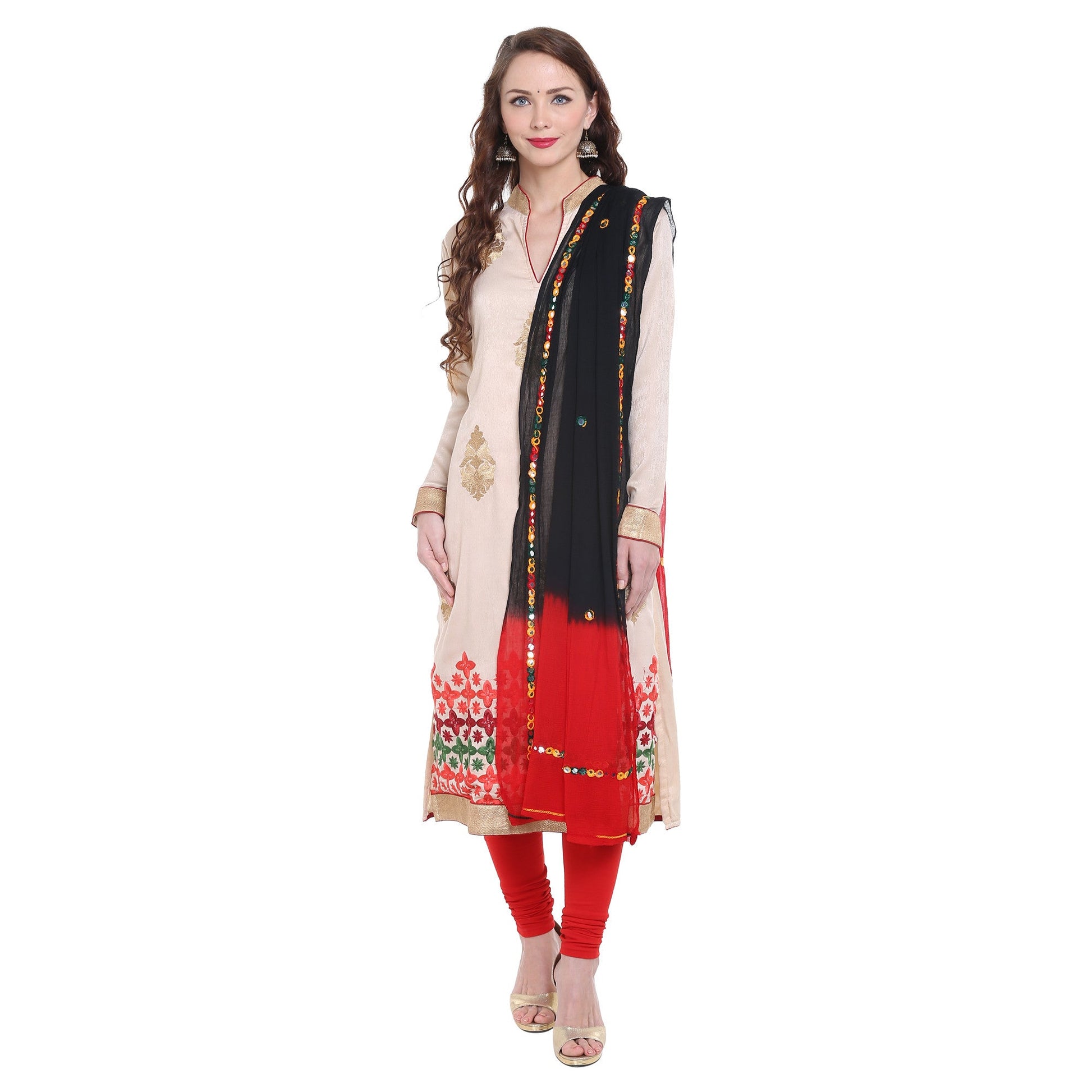 Dupatta Bazaar Women's Shaded Mirror Work Chifffon Dupatta - Dupatta Bazaar