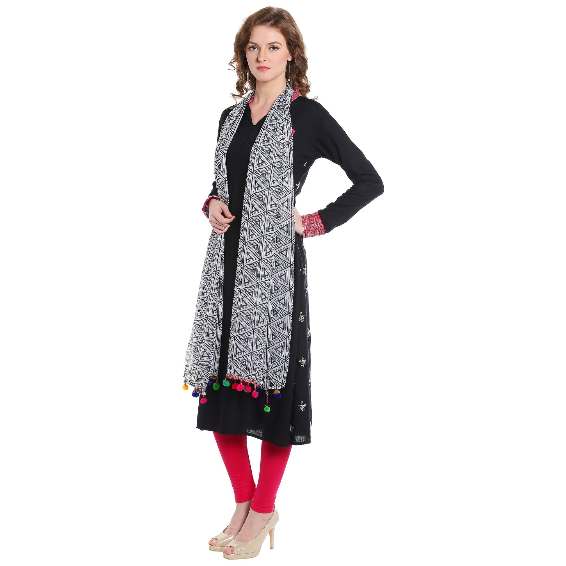 Dupatta Bazaar's Printed Monochrome Chiffon Dupatta - Dupatta Bazaar