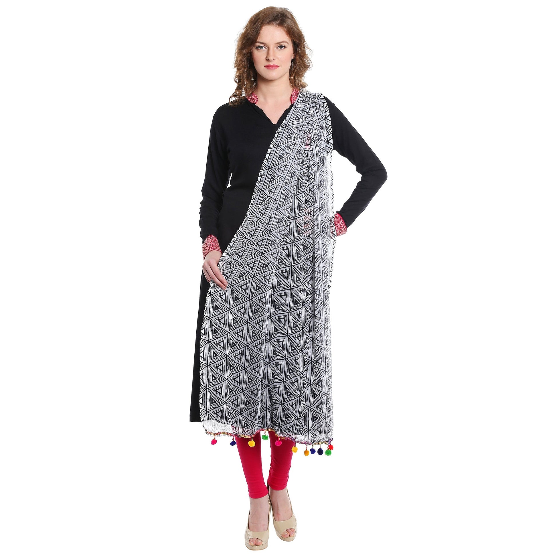 Dupatta Bazaar's Printed Monochrome Chiffon Dupatta - Dupatta Bazaar