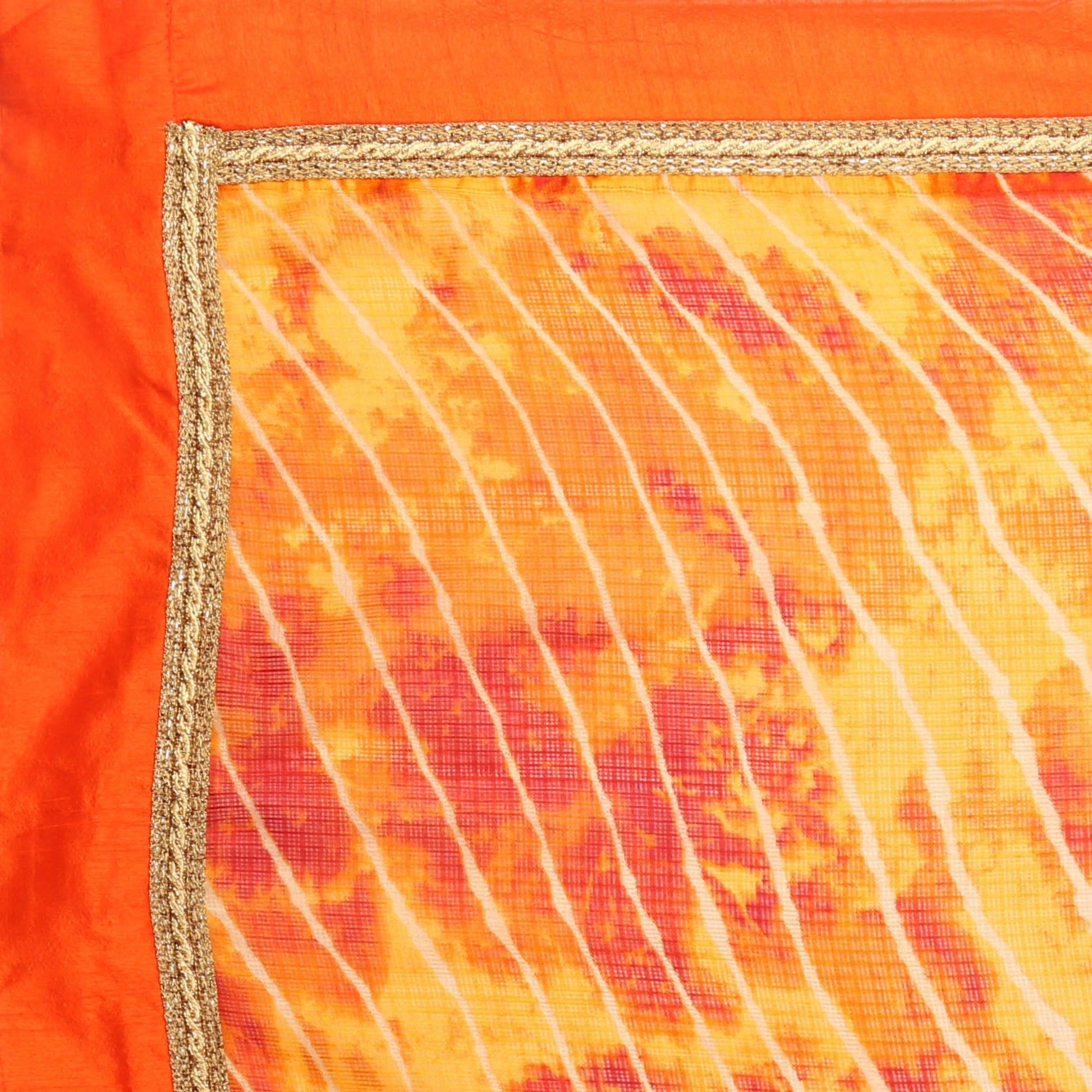 Orange Kota Doria Leheria Dupatta - Dupatta Bazaar