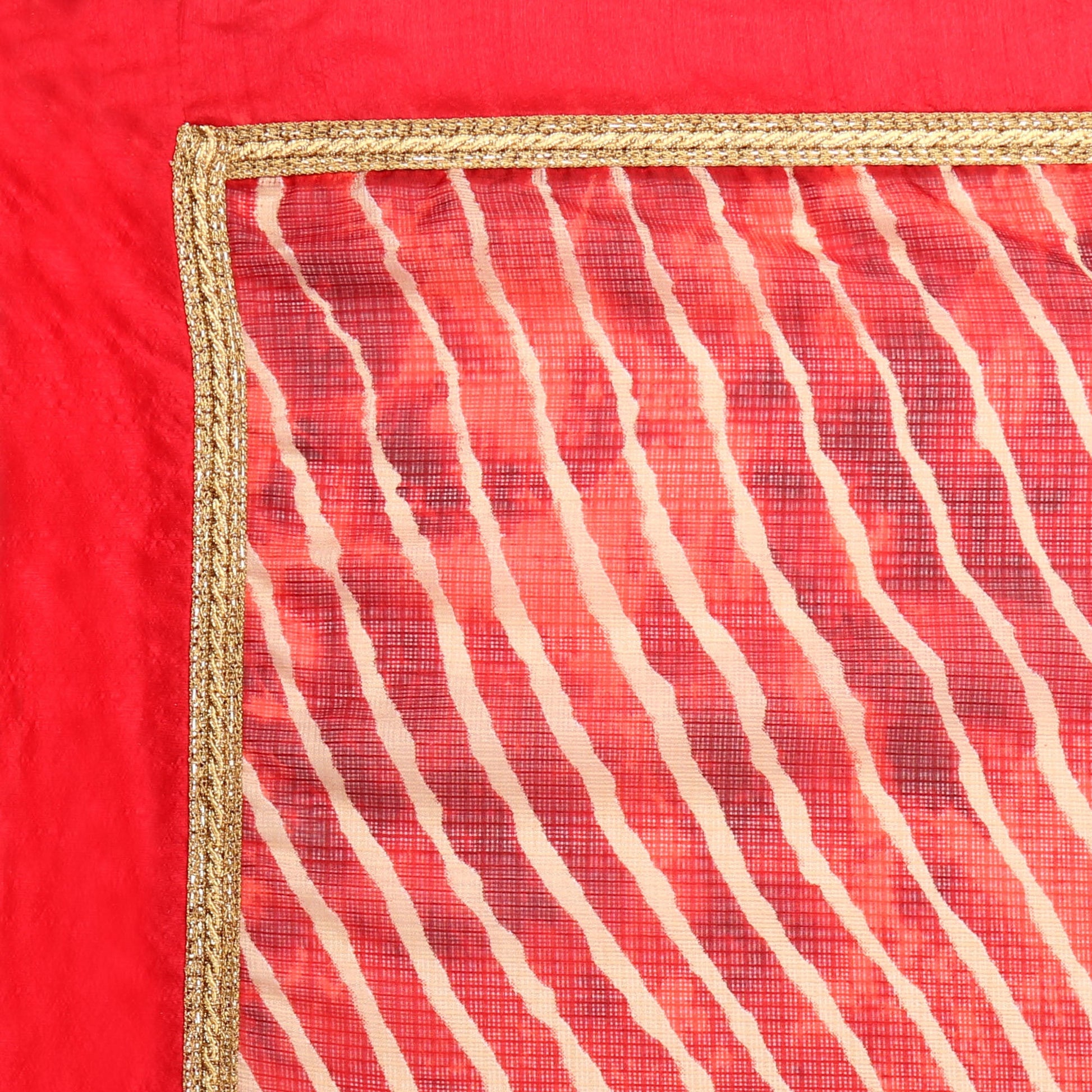 Red Kota Doria Leharia Dupatta - Dupatta Bazaar
