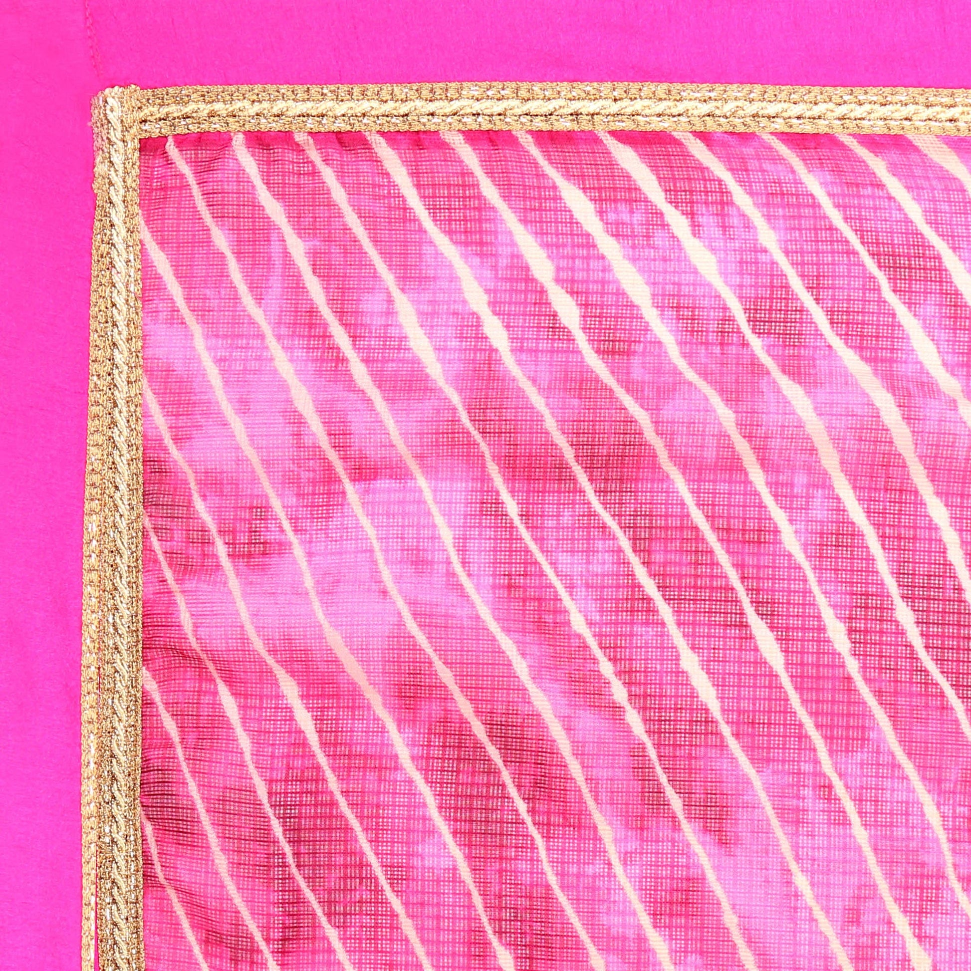 Pink Kota Doria Leheria Dupatta - Dupatta Bazaar