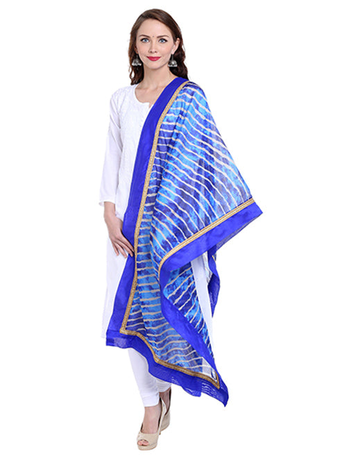 Dupatta Bazaar Women's Blue Leheria Kota Doria Dupatta - Dupatta Bazaar