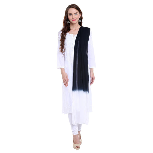 Dupatta Bazaar Women's Black and White Chiffon Dupatta. - Dupatta Bazaar