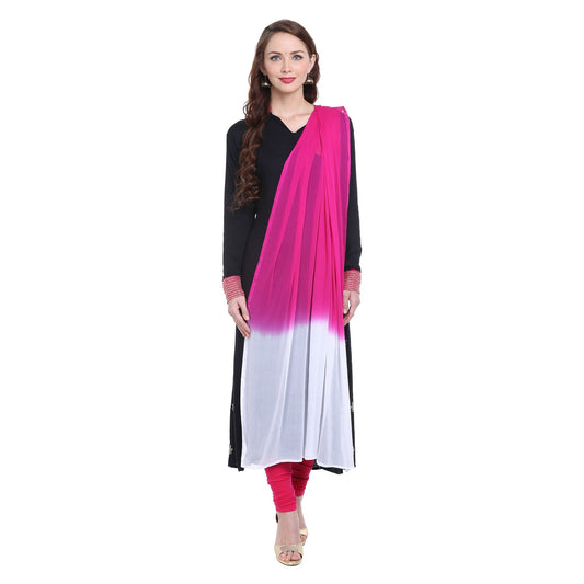 Dupatta Bazaar Women's Pink and White Chiffon Dupatta. - Dupatta Bazaar