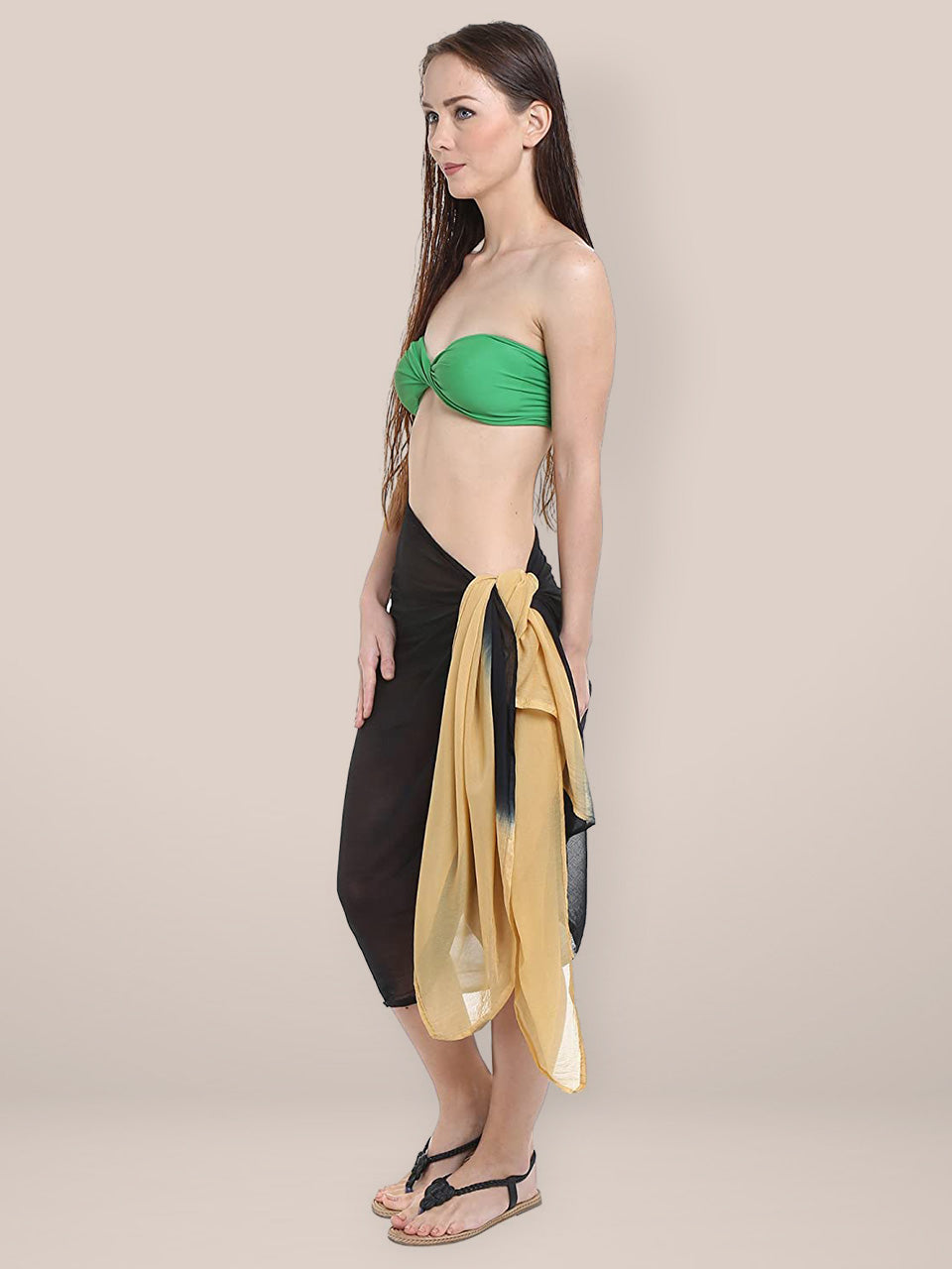 Dupatta Bazaar Women's Beige and Black Chiffon Dupatta. freeshipping - Dupatta Bazaar