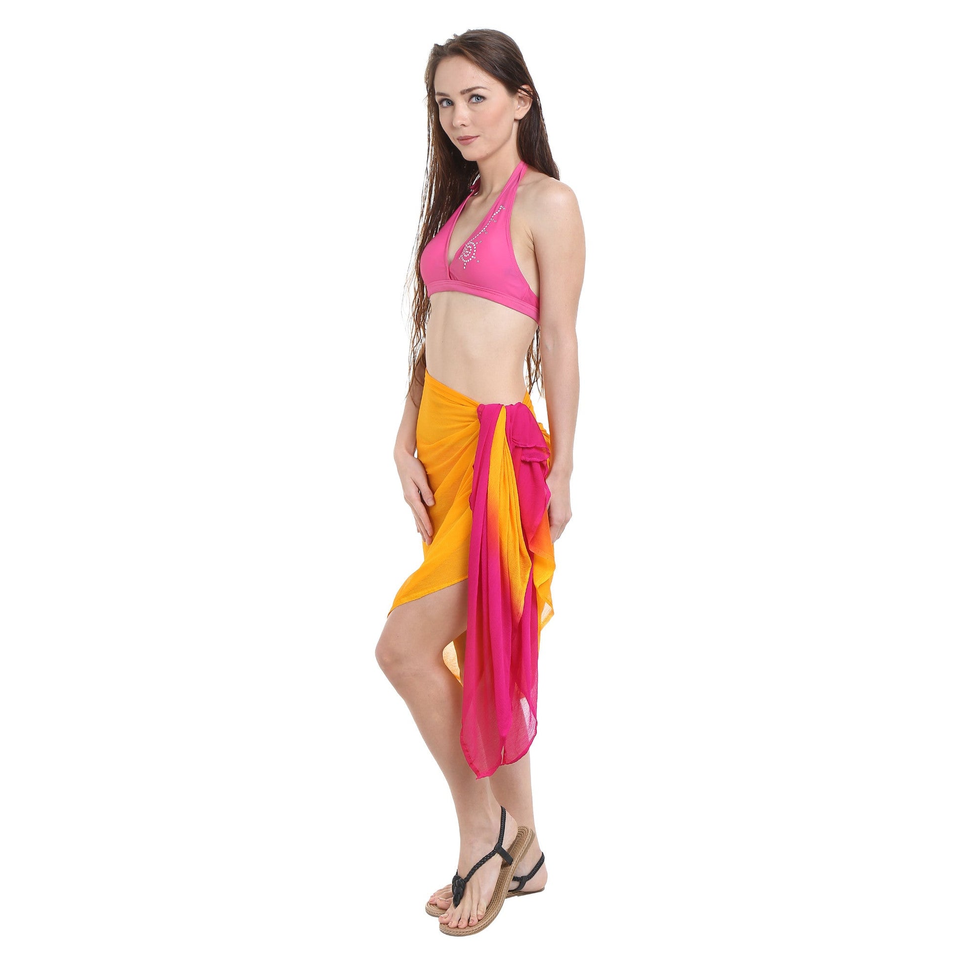 Dupatta Bazaar Women's Yellow & Pink Chiffon Dupatta. - Dupatta Bazaar