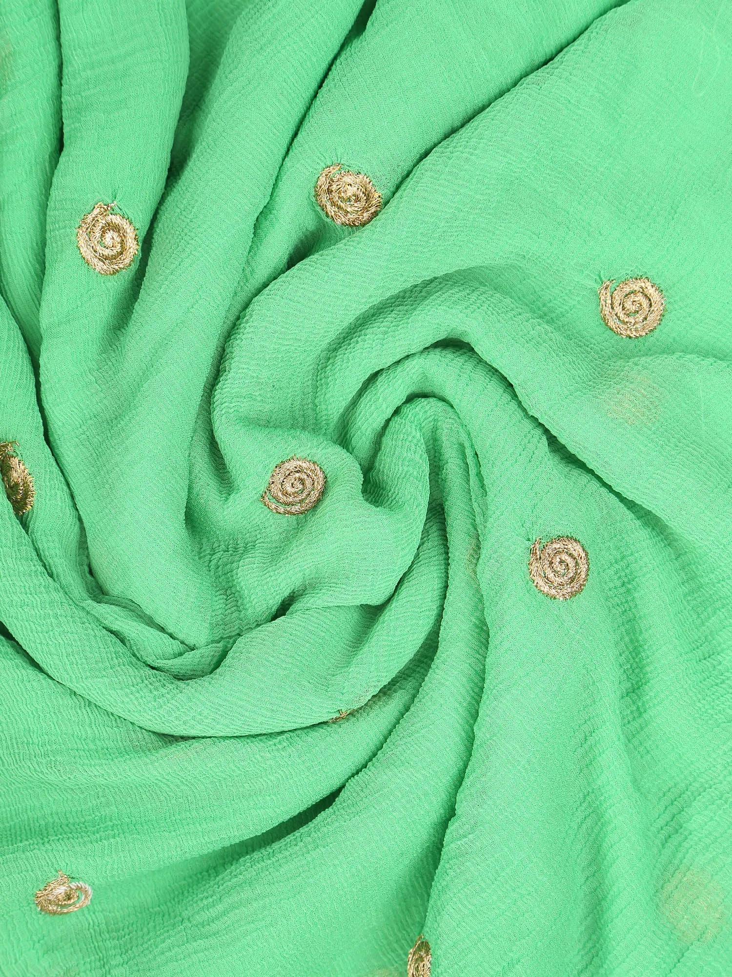 Dupatta Bazaar Woman's  Green Chiffon Embroidered Dupatta - Dupatta Bazaar