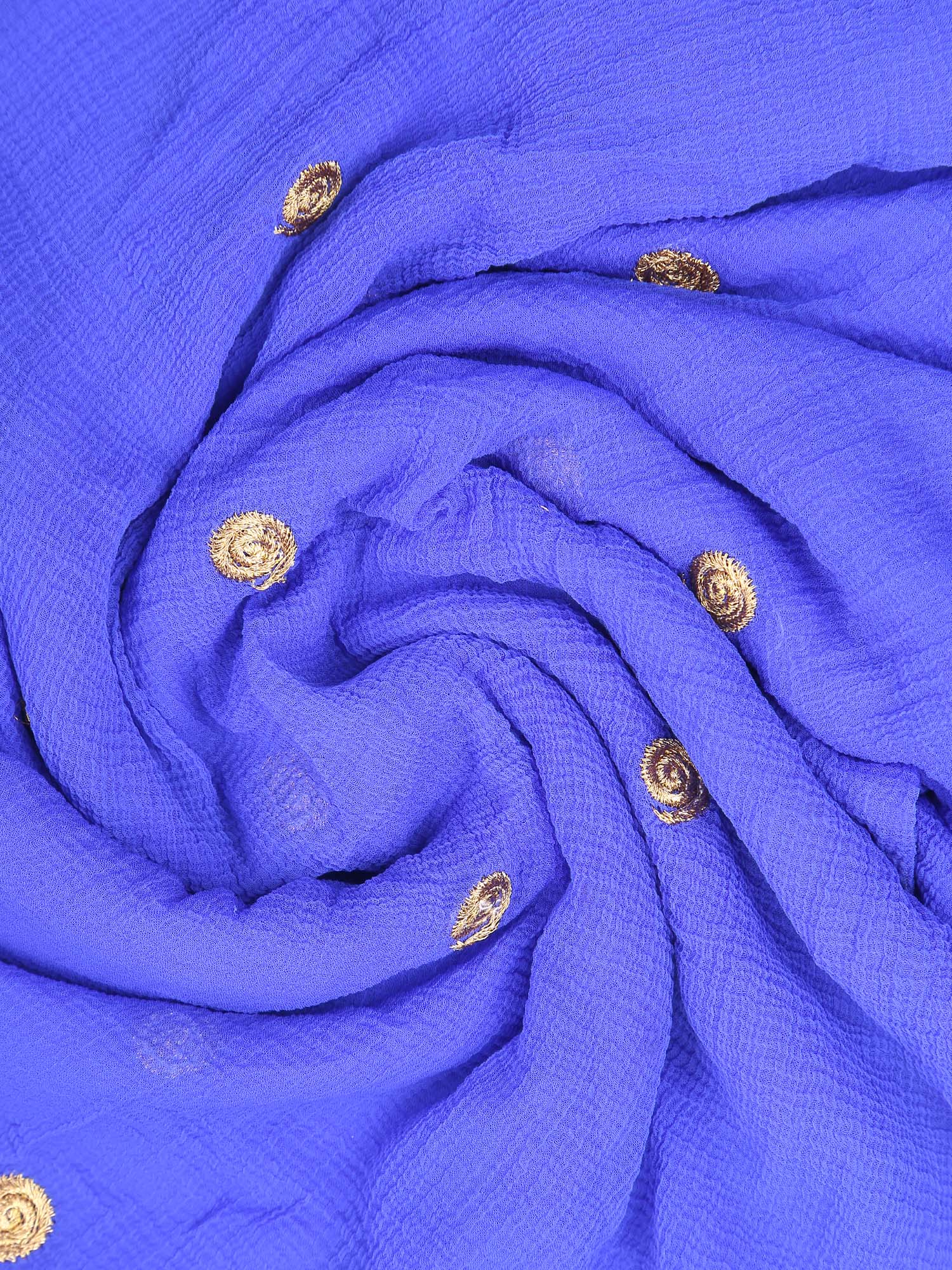 Dupatta Bazaar Woman's Embroidered Blue Chiffon Dupatta - Dupatta Bazaar