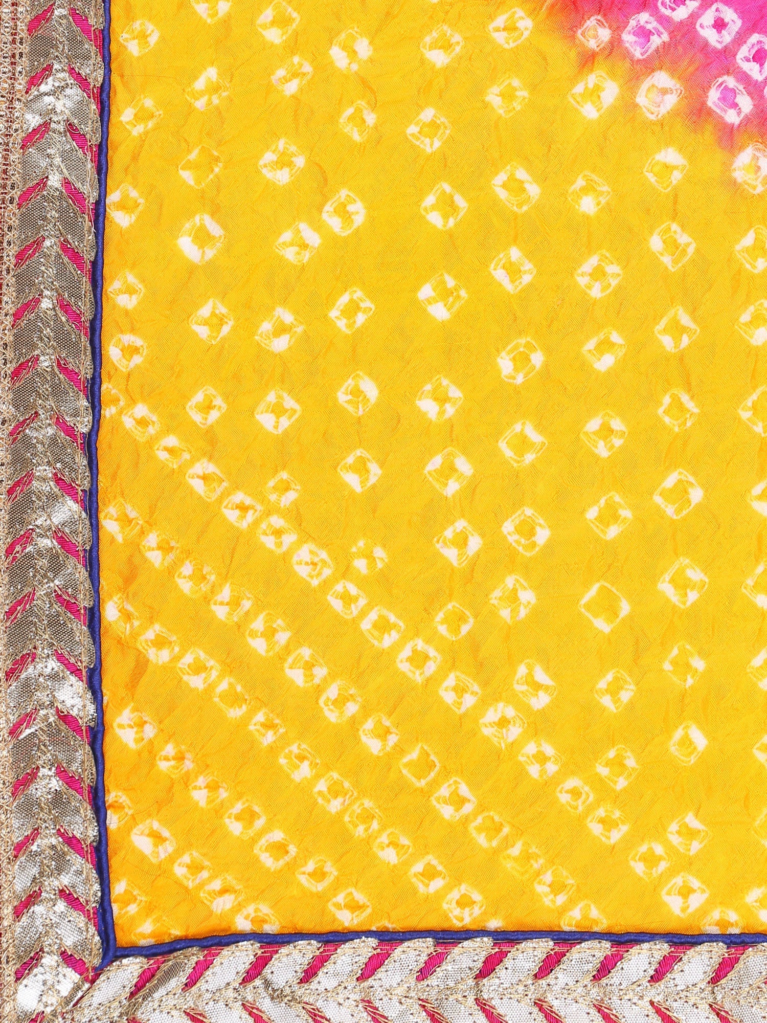 Dupatta Bazaar Woman's Pink & Yellow Bandhini Silk Dupatta - Dupatta Bazaar