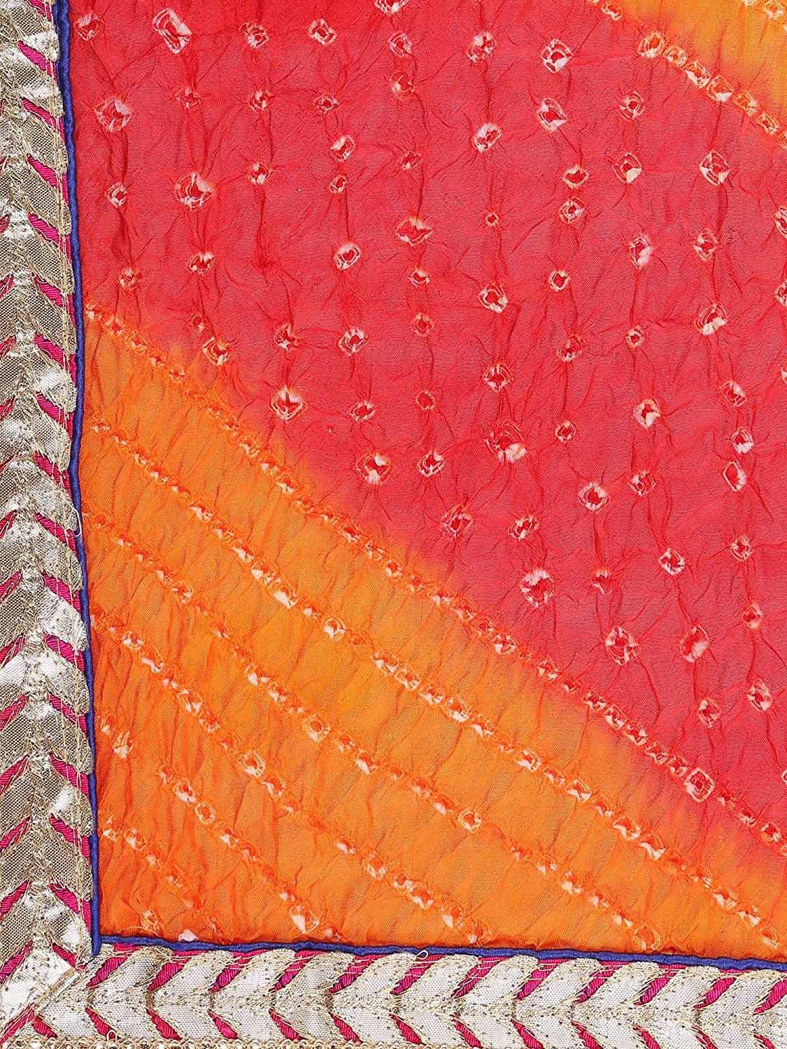 Multicolour  Bandhini Silk Dupatta freeshipping - Dupatta Bazaar