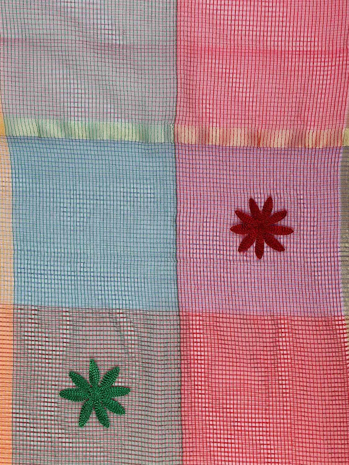 Multicoloured Embroidered Cotton Silk Blend Dupatta freeshipping - Dupatta Bazaar