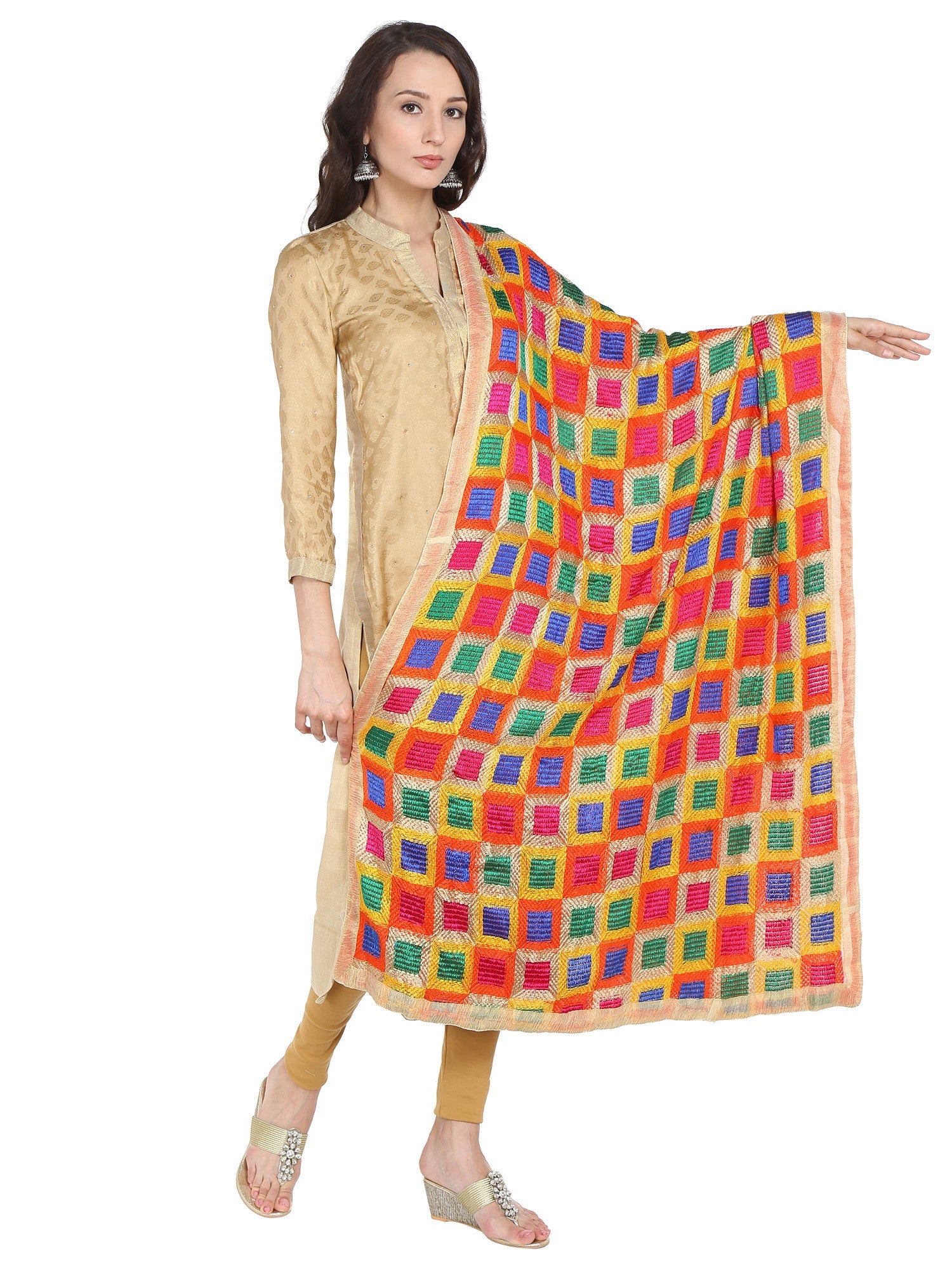 Multicoloured Stunning Phulkari Dupatta - Dupatta Bazaar