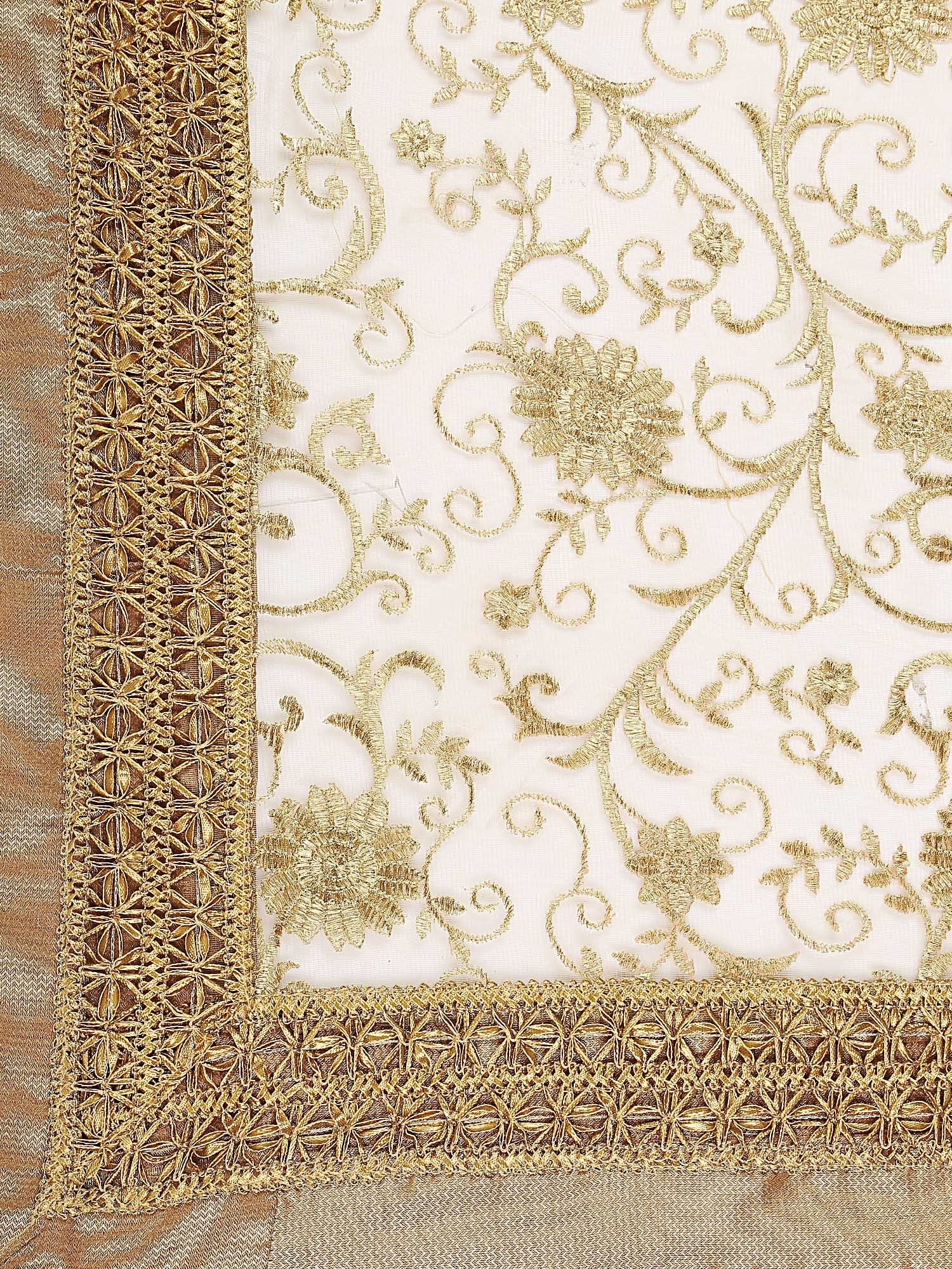 Dupatta Bazaar Women's Embroidered Gold Net Dupatta/Wedding Dupatta - Dupatta Bazaar