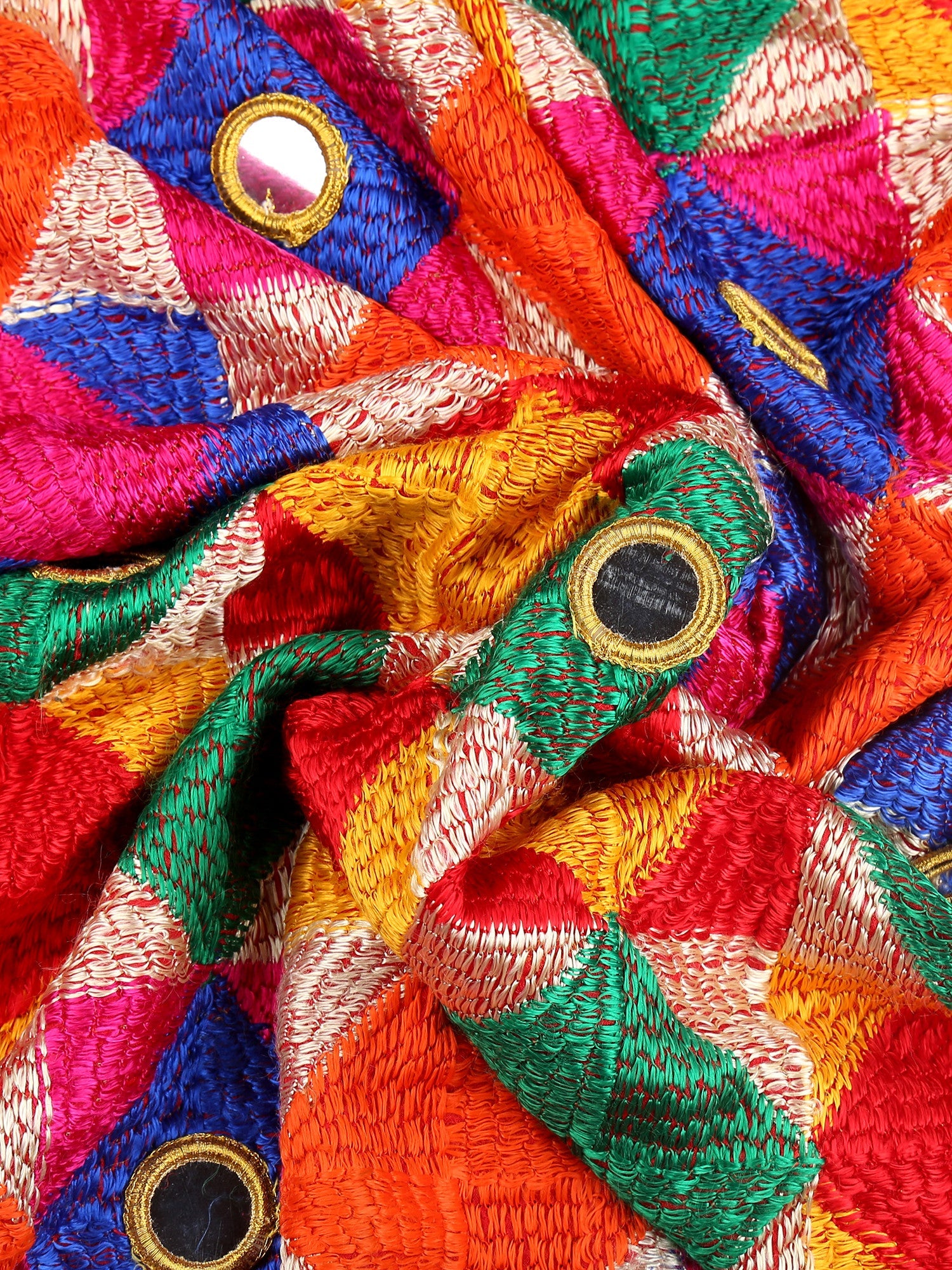 Dupatta Bazaar Woman's Multicoloured Phulkari Embroidered Chiffon Dupatta - Dupatta Bazaar