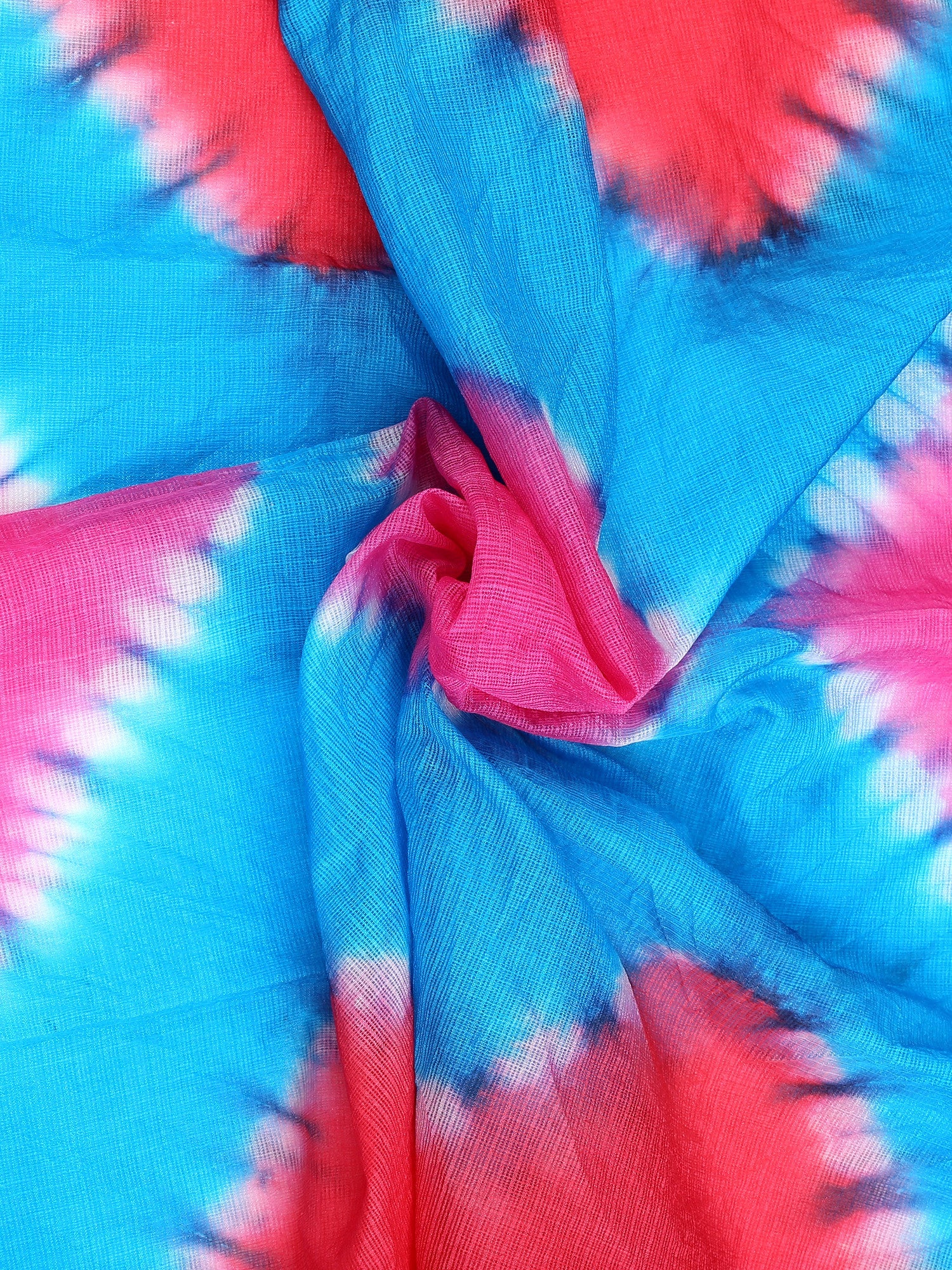 Dupatta Bazaar Woman's Rani Pink & Blue Kota Doria Dupatta - Dupatta Bazaar