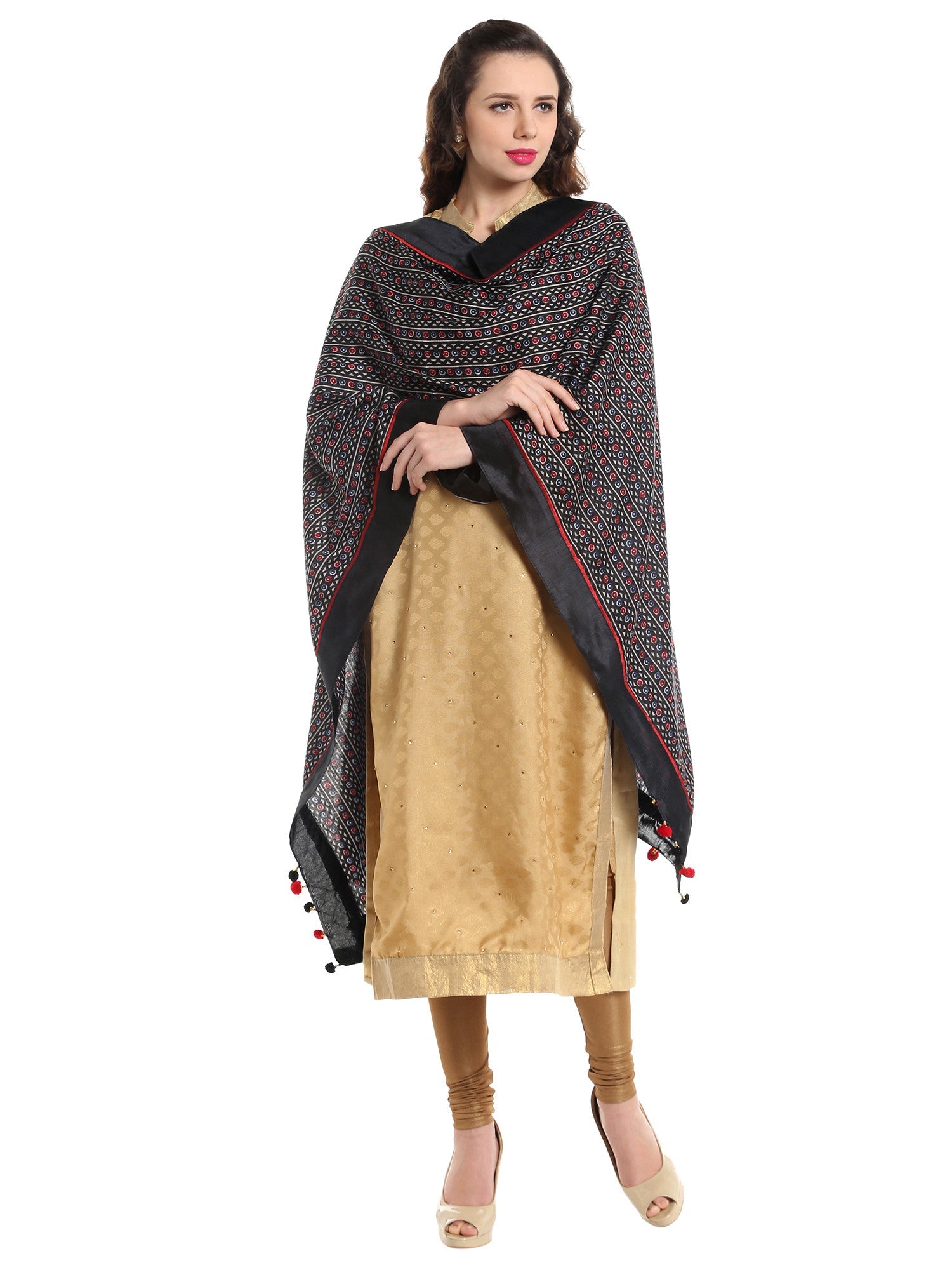 Dupatta Bazaar Woman's Kalamkari Printed Multicoloured Cotton Dupatta - Dupatta Bazaar