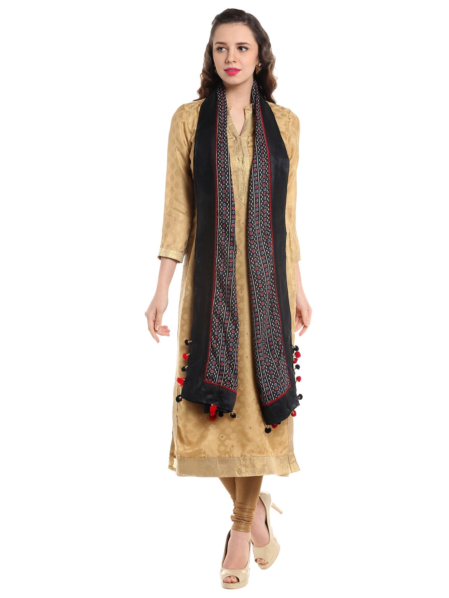 Dupatta Bazaar Woman's Kalamkari Printed Multicoloured Cotton Dupatta - Dupatta Bazaar