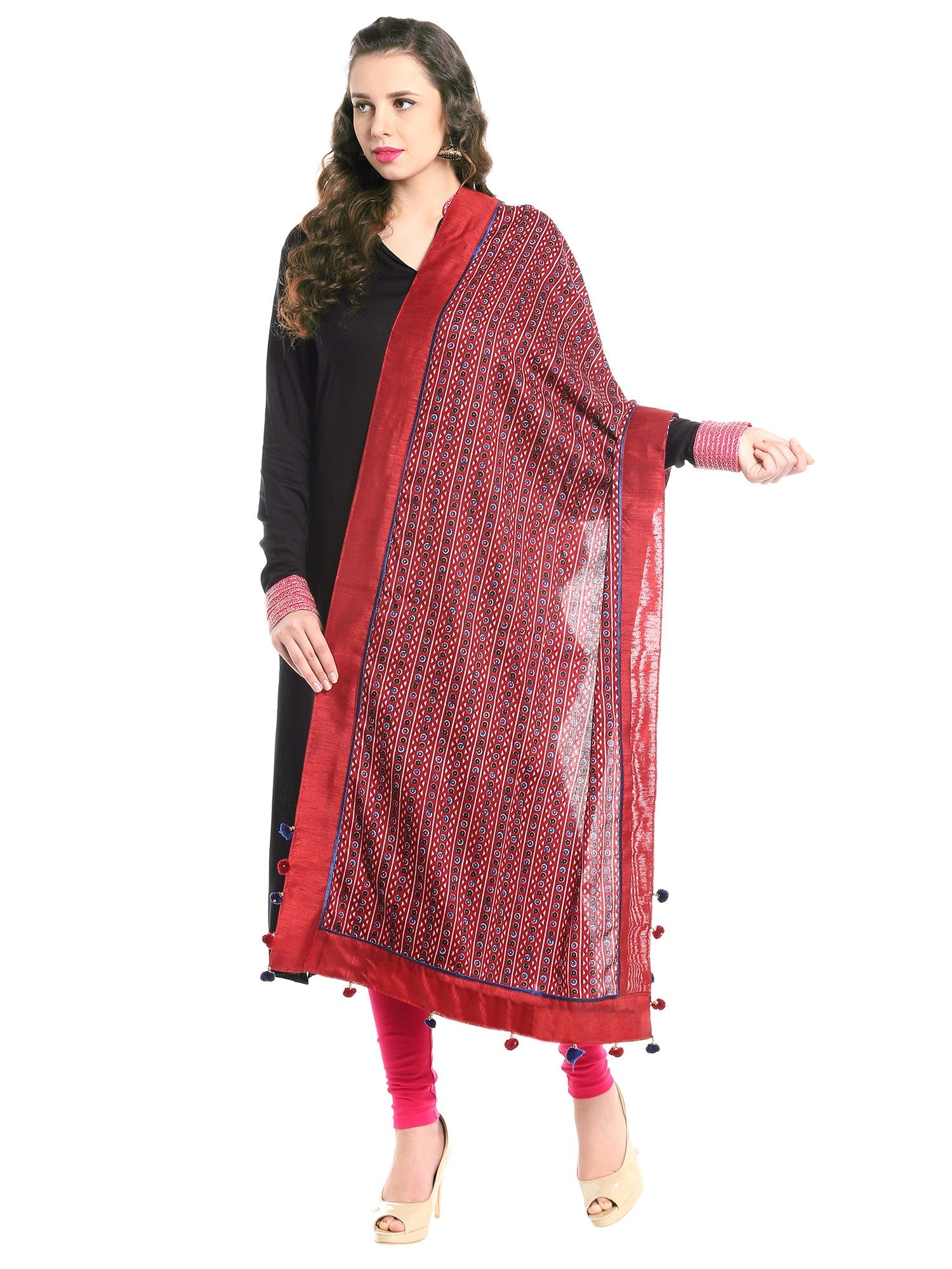 Dupatta Bazaar Woman's Kalamkari Printed Multicoloured Cotton Dupatta - Dupatta Bazaar