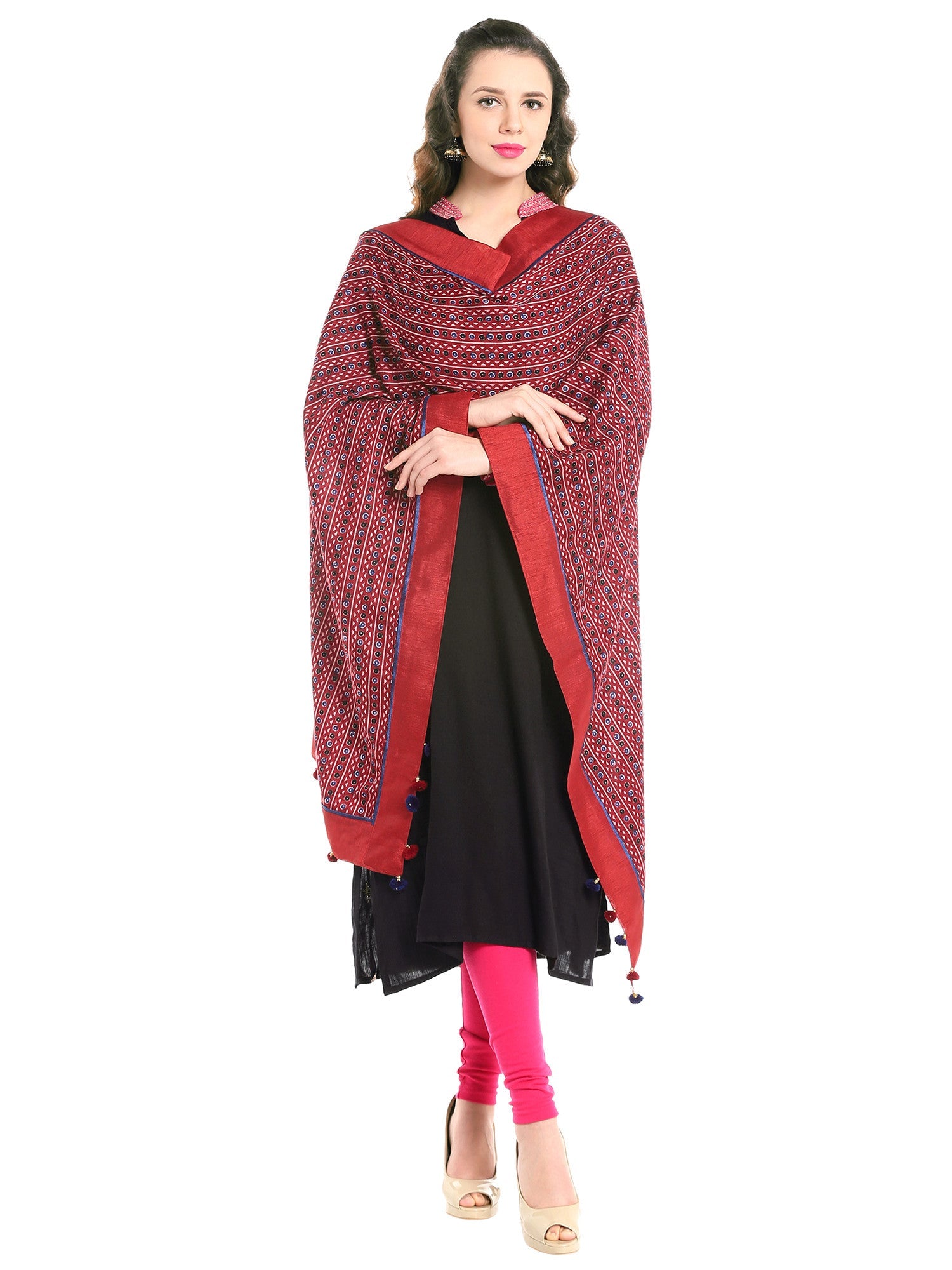 Dupatta Bazaar Woman's Kalamkari Printed Multicoloured Cotton Dupatta - Dupatta Bazaar