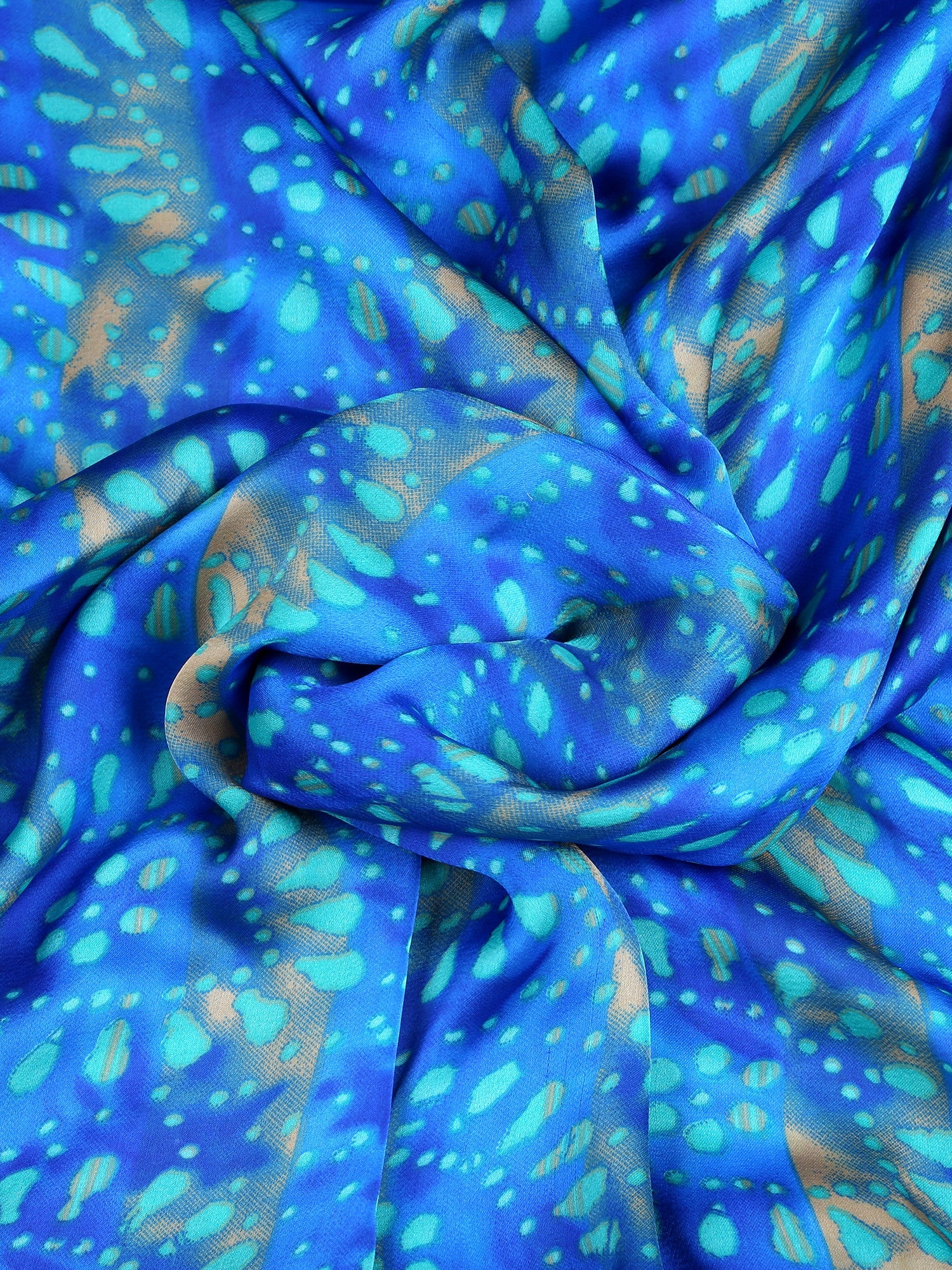 Dupatta Bazaar Woman's Satin Crepe Blue Batik Print Dupatta - Dupatta Bazaar