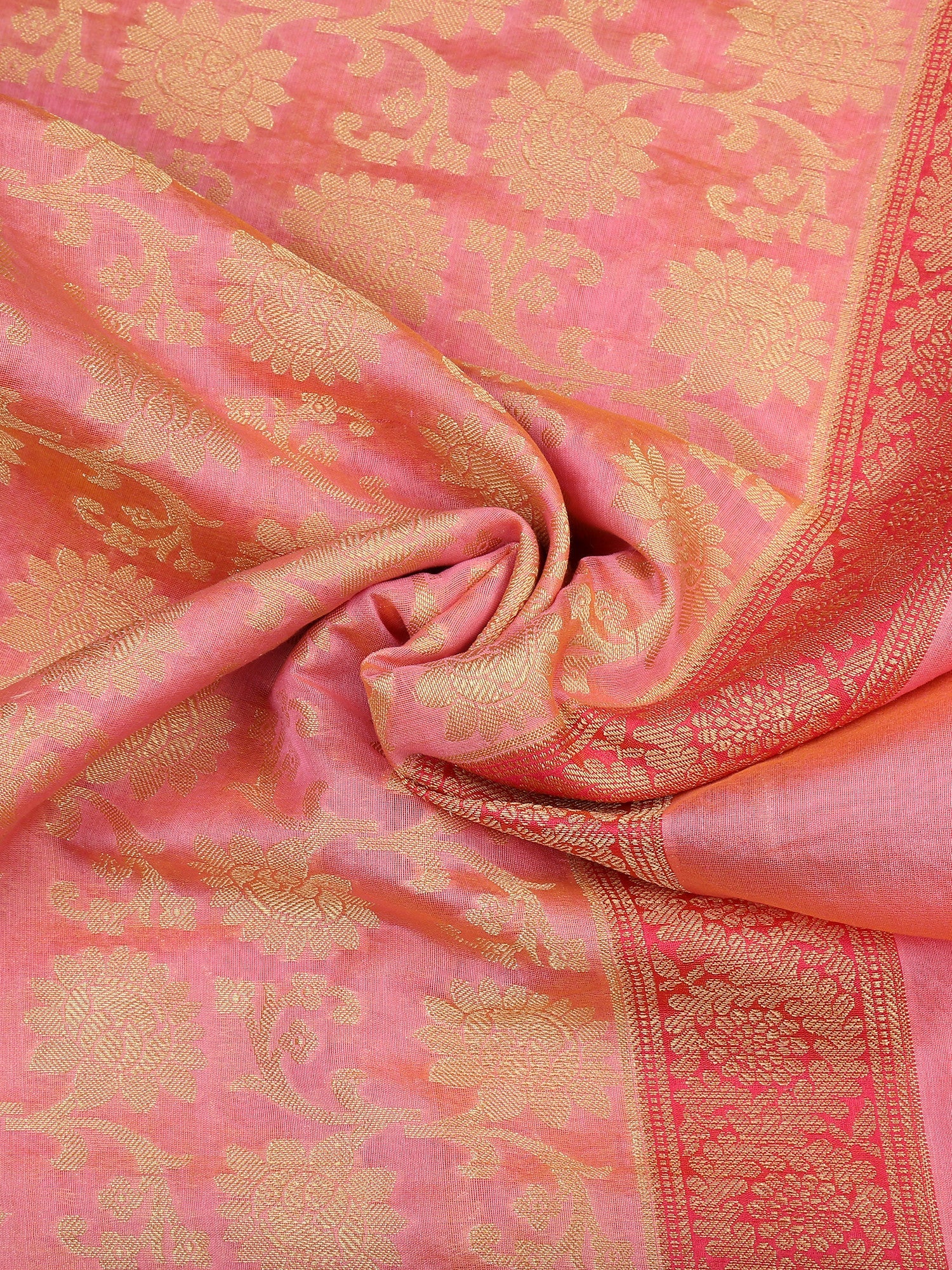 Dupatta Bazaar Women's Benarasi Silk Woven Pink & Gold dupatta - Dupatta Bazaar