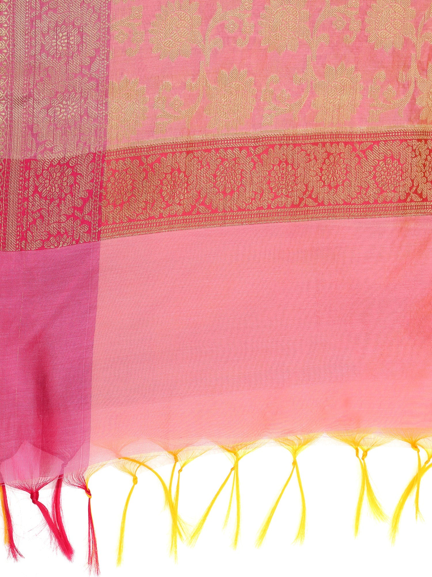 Dupatta Bazaar Women's Benarasi Silk Woven Pink & Gold dupatta - Dupatta Bazaar